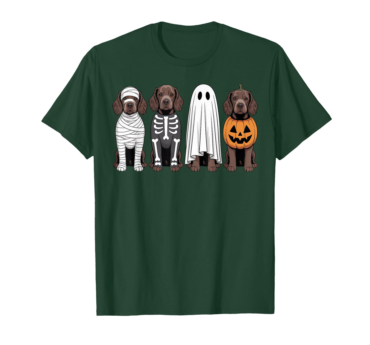 Spooky Ghost Boykin Spaniel Pumpkin Halloween Dog Skeleton T-Shirt