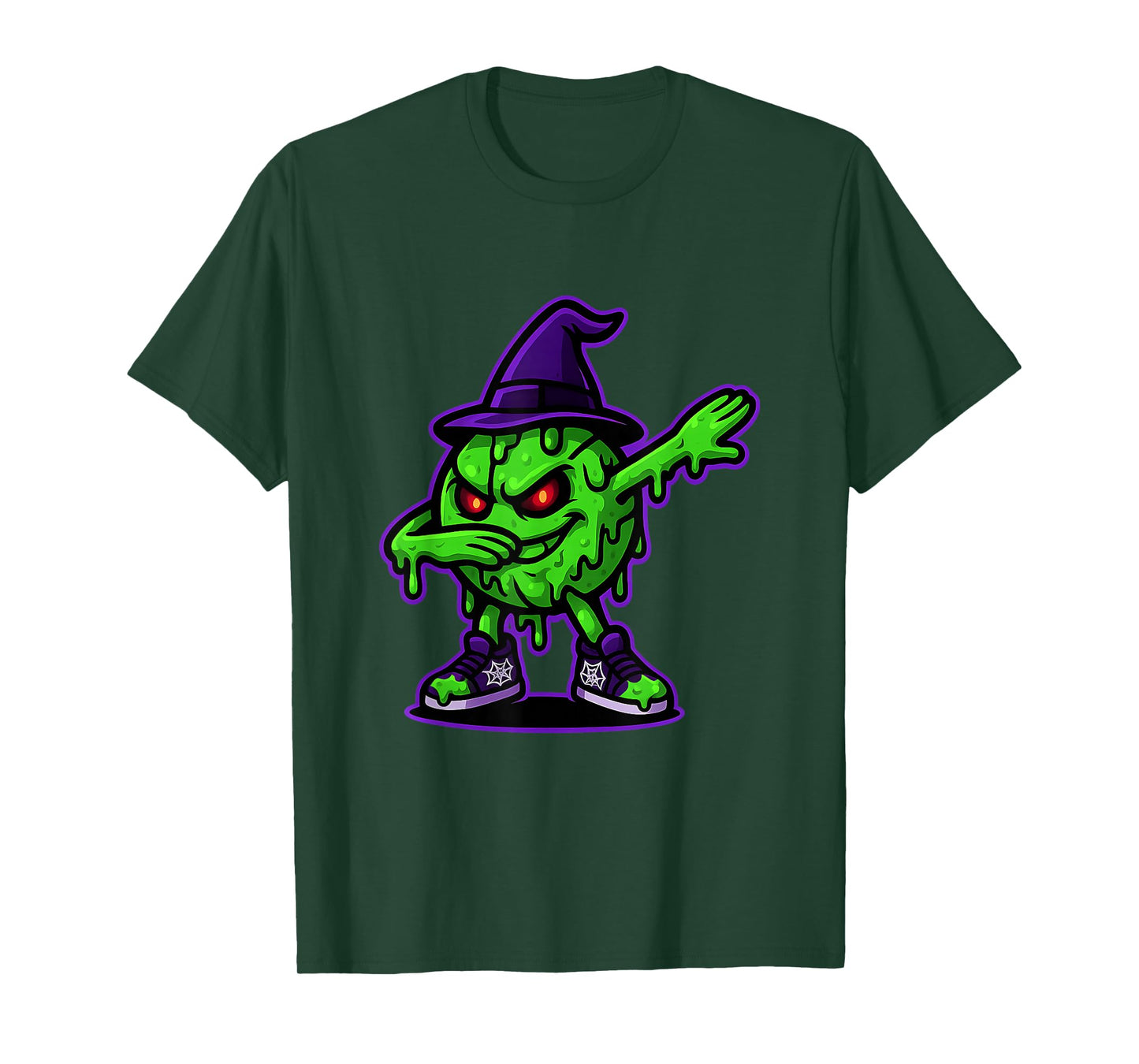 Slime Monster Halloween Dabbing Drip Basketball Witch Hat T-Shirt