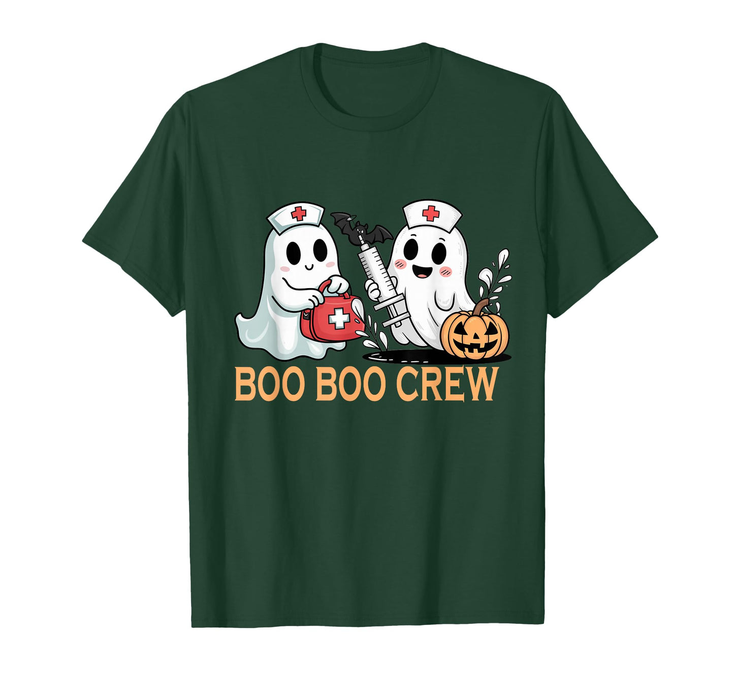 Ghost Boo Boo Crew Nurse Halloween Women Spooky Nurse Funny T-Shirt