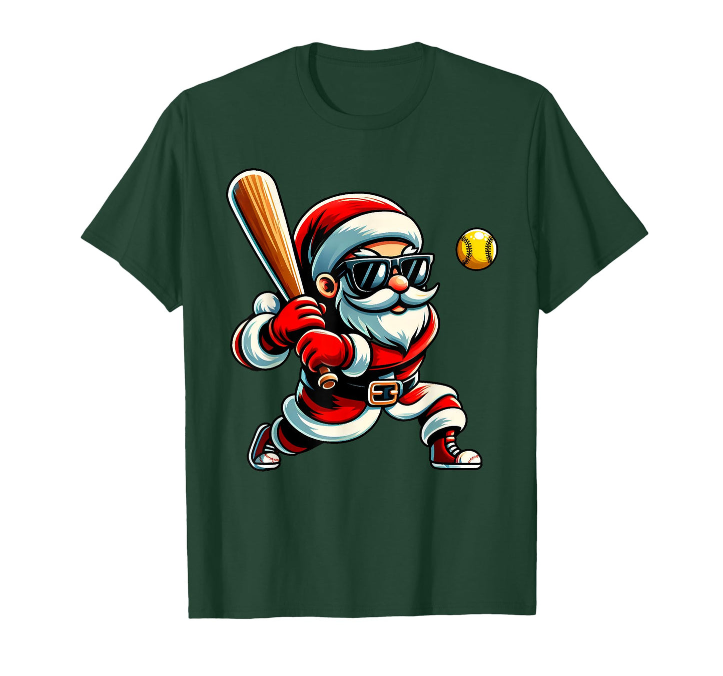 Christmas Santa Claus Play A Softball Funny Boys Kids Xmas T-Shirt