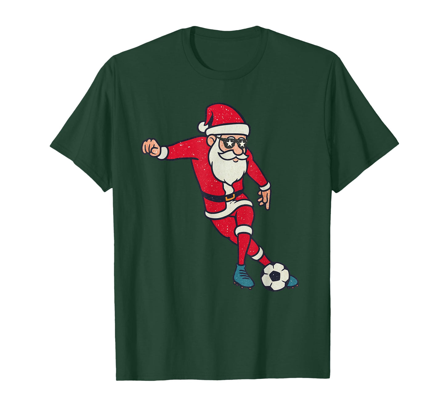 Santa Playing Soccer Christmas Vintage Funny Xmas Holiday T-Shirt