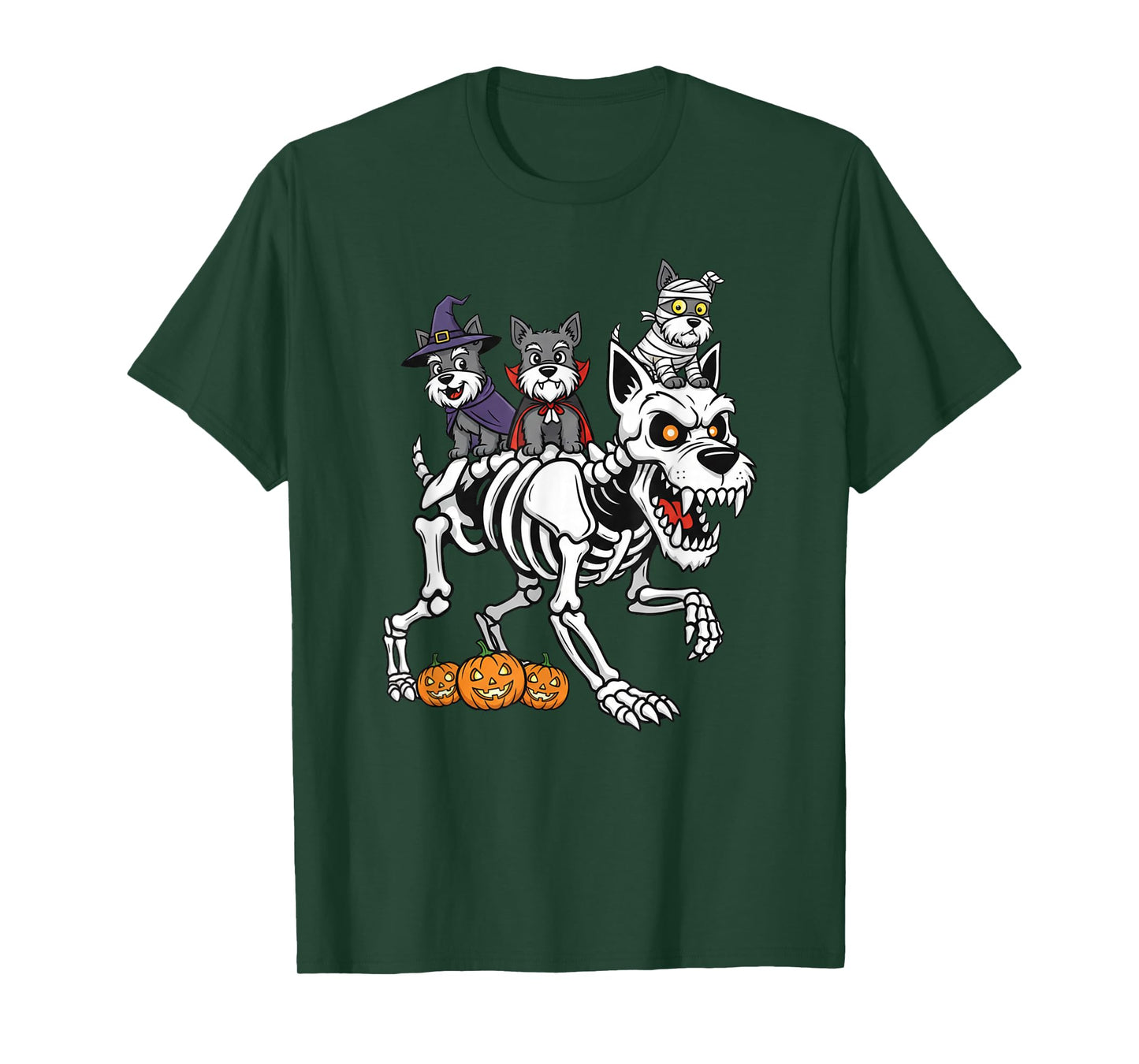 Scottish Terrier Skeleton Mummy Witch Halloween Mens Womens T-Shirt