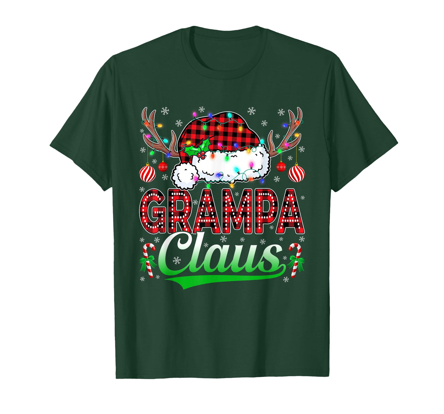 Grampa Claus Christmas Lights Matching Family Xmas Pajama T-Shirt