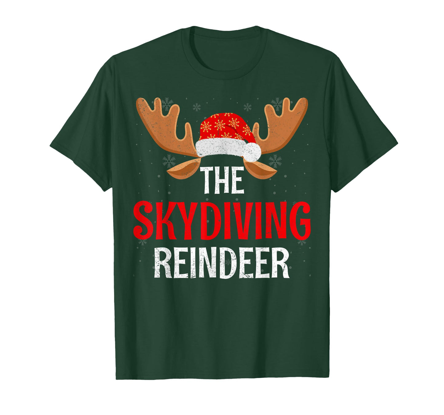 The Skydiving Reindeer Santa Hat Christmas Day Men Women T-Shirt