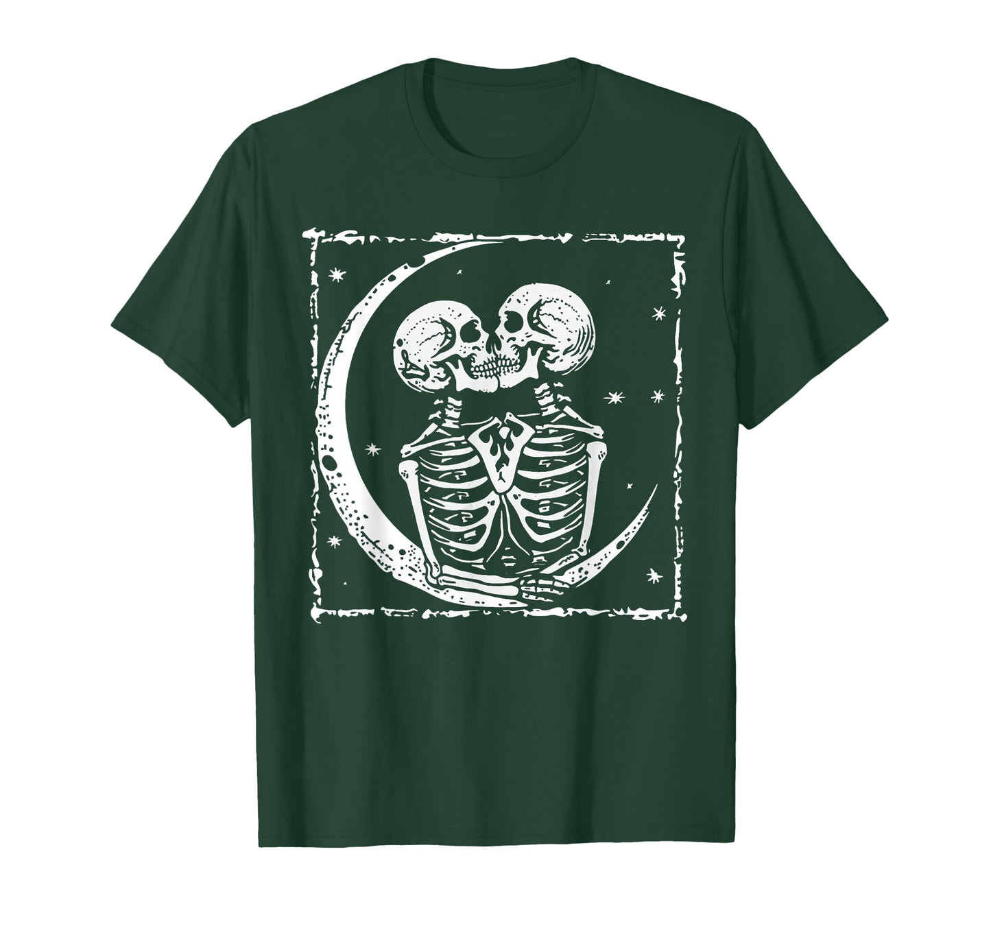 Moon Skeleton Couple Kiss Cute Halloween Costume Women Men T-Shirt