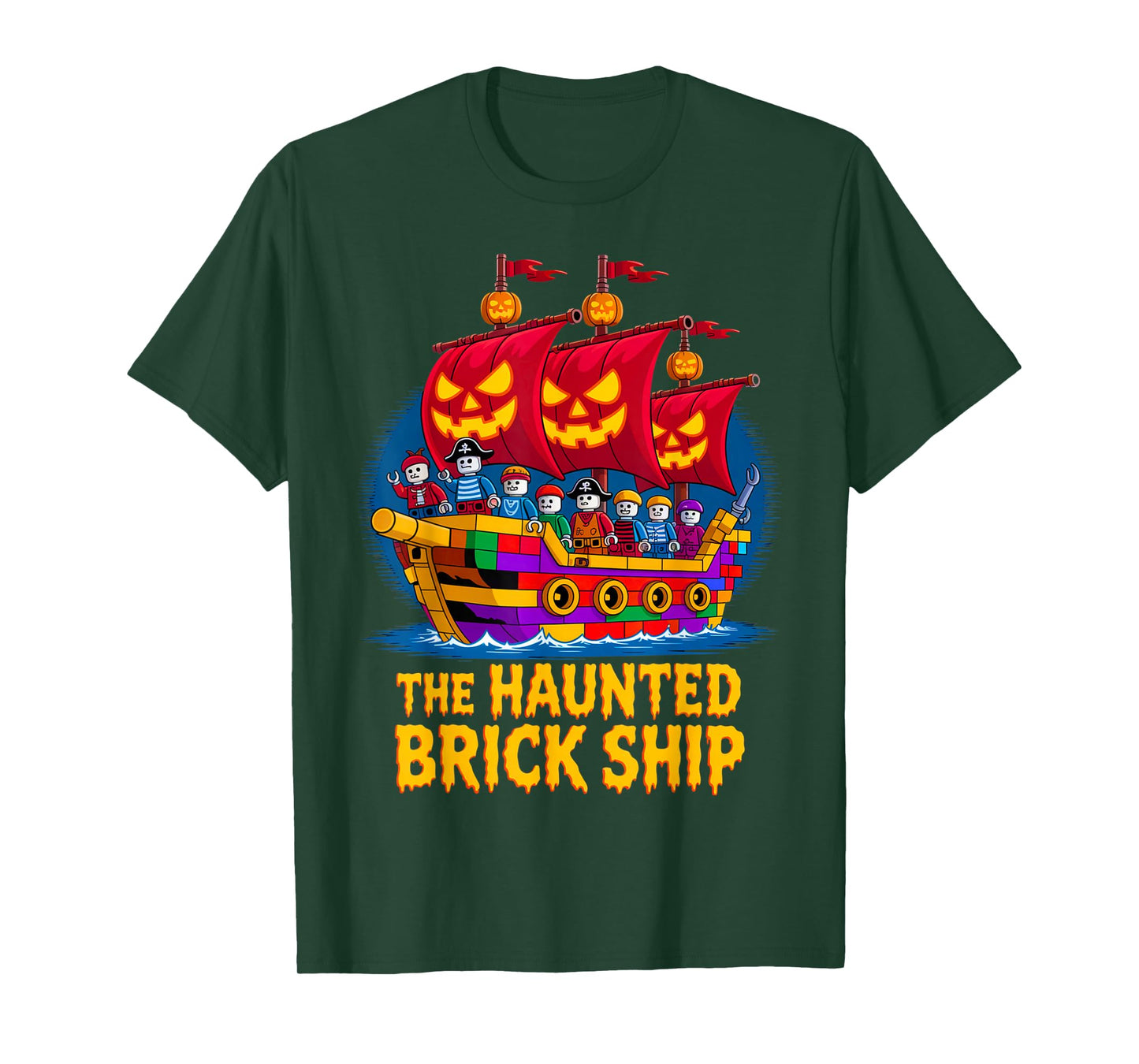 Halloween Bricks Pirate Skeleton Builder Blocks Building Toy T-Shirt