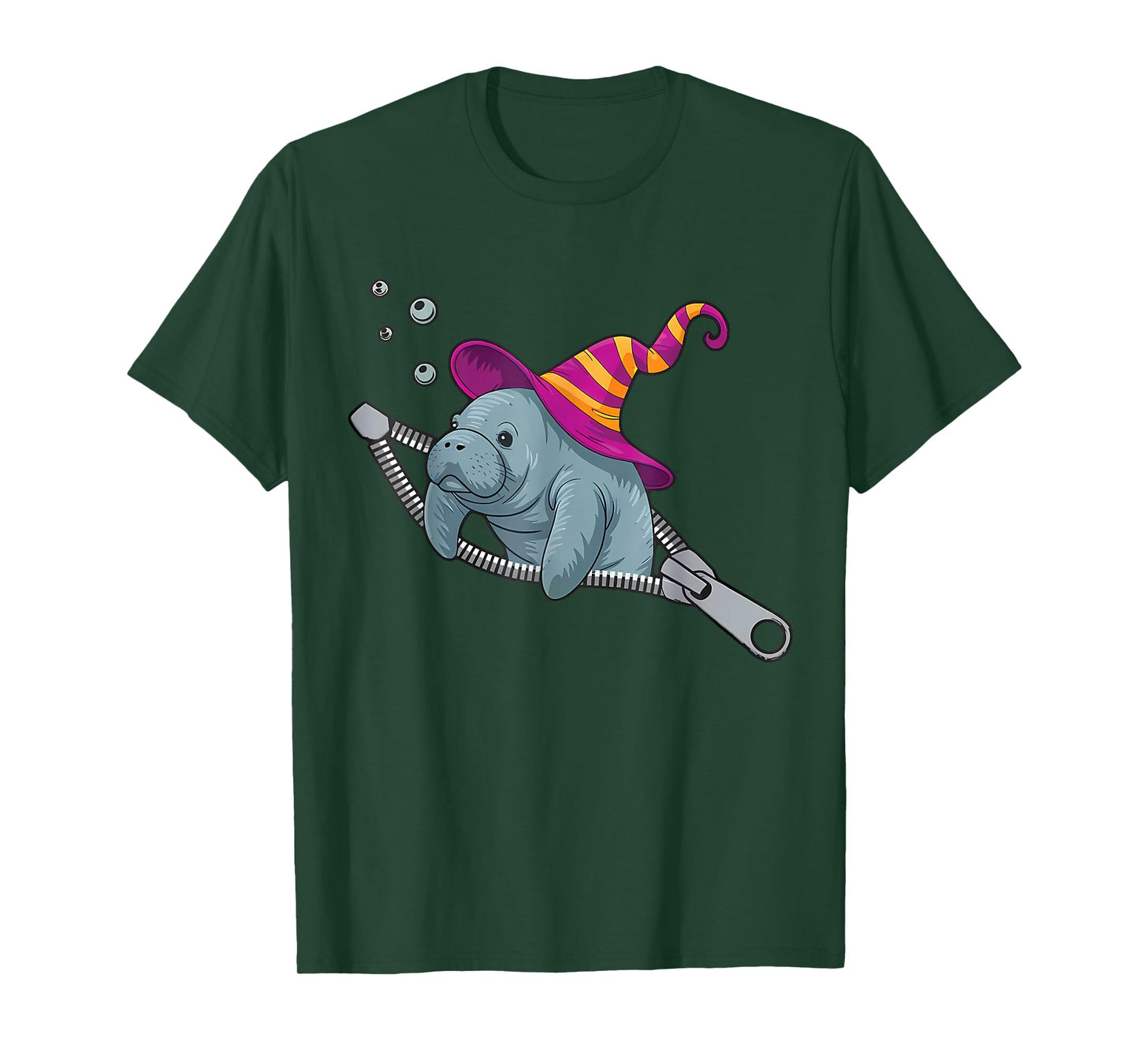 Manatee Emerging from A Zipper Cute Manatee Halloween Wizard T-Shirt