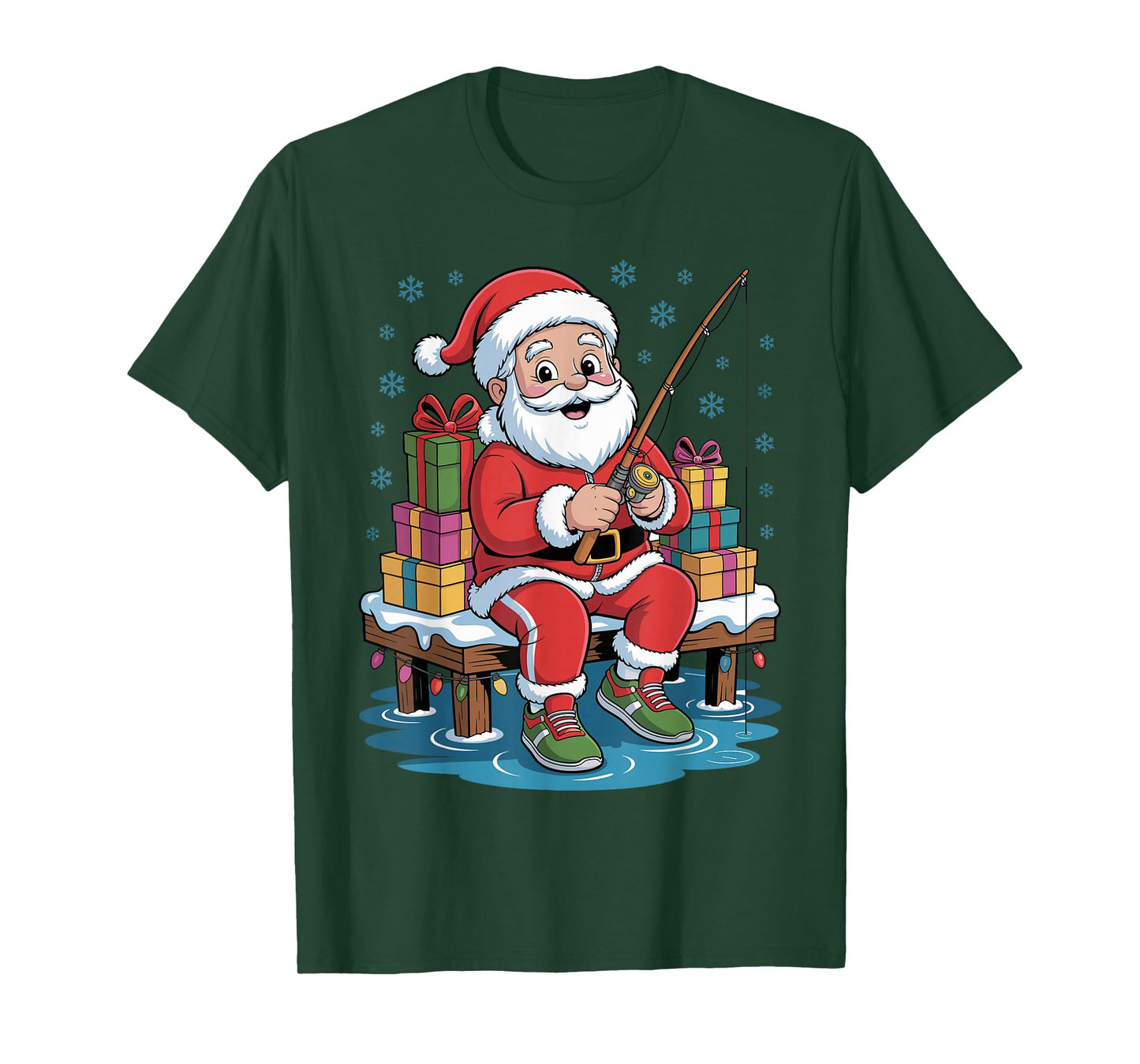 Funny Fisherman Santa Fishing Lovers Christmas Xmas Pajama T-Shirt