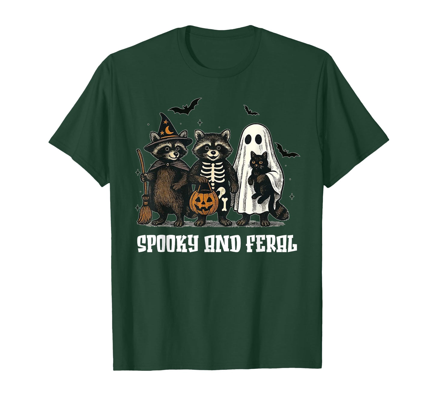 Halloween Raccoon Spooky and Feral Ghost Raccoon Spooky T-Shirt