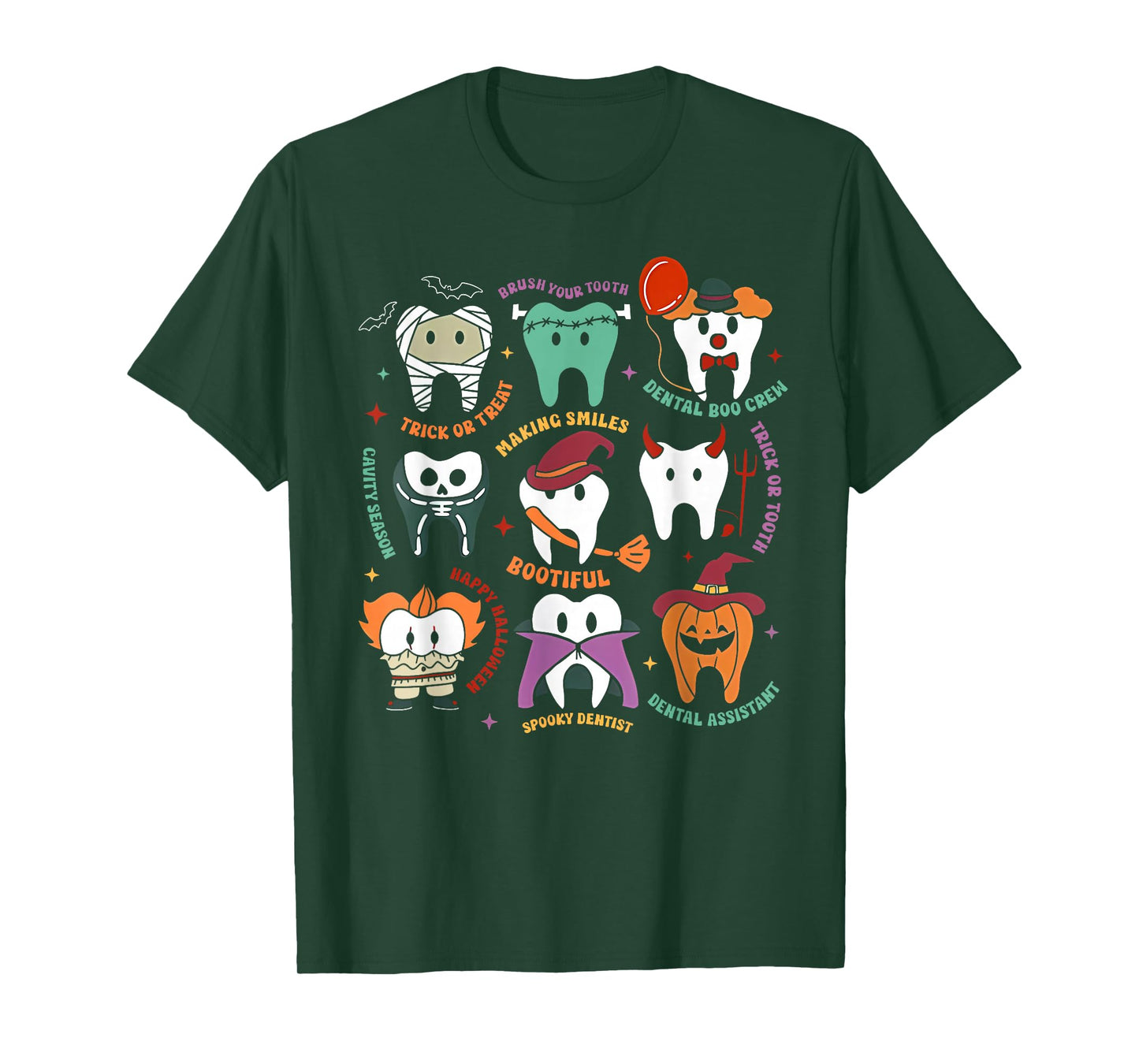 Funny Halloween Teeth Spooky Season Dentist Women Men Kids T-Shirt