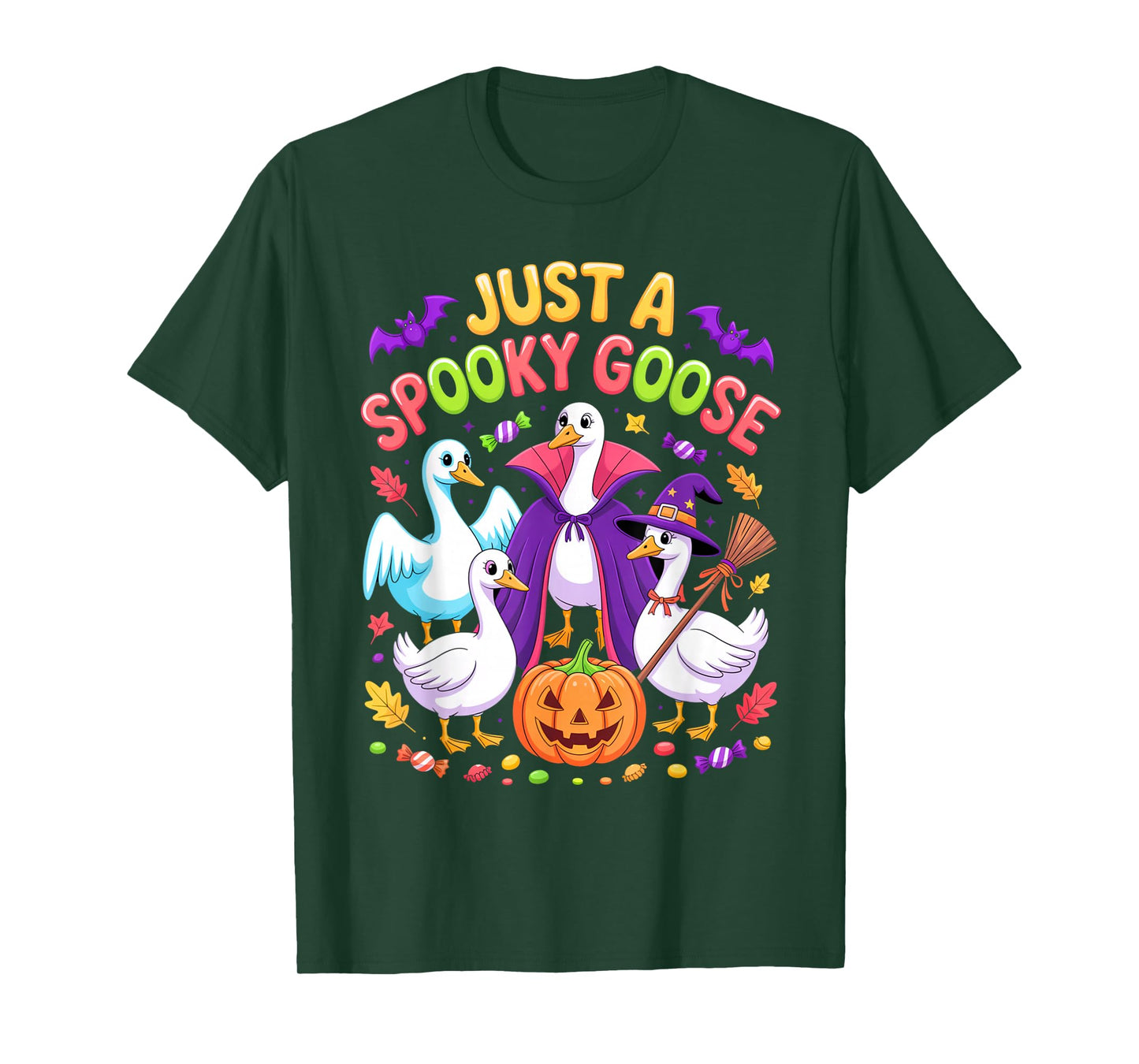 Just A Spooky Goose Family Halloween Outfit with Funny Geese T-Shirt