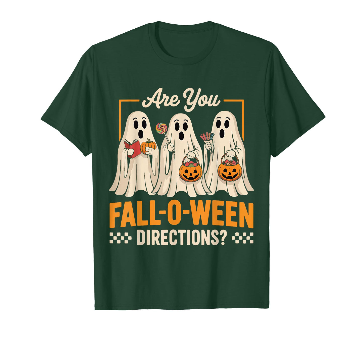 are You Fall O Ween Directions Halloween Teacher Ghost Retro T-Shirt