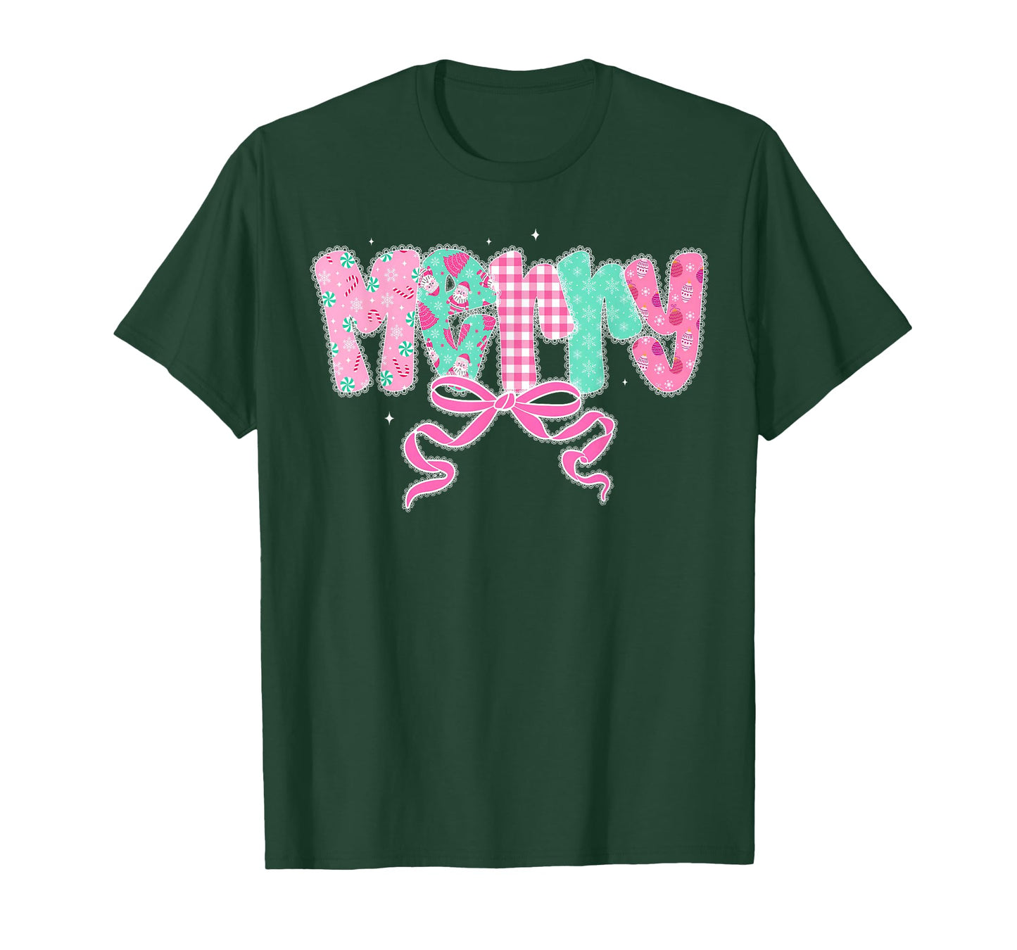 Coquette Bow Merry Christmas Xmas Family Pajamas Holiday T-Shirt