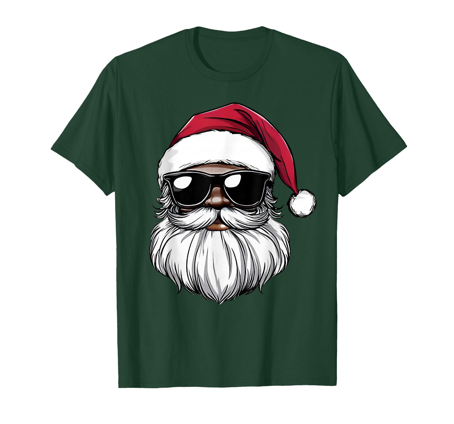 Santa Sunglasses Black Man Christmas Xmas Pajamas Holiday T-Shirt