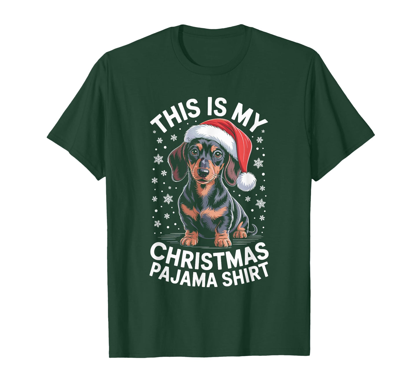 Funny Dachshund Santa Hat Christmas Dog Lover Xmas T-Shirt