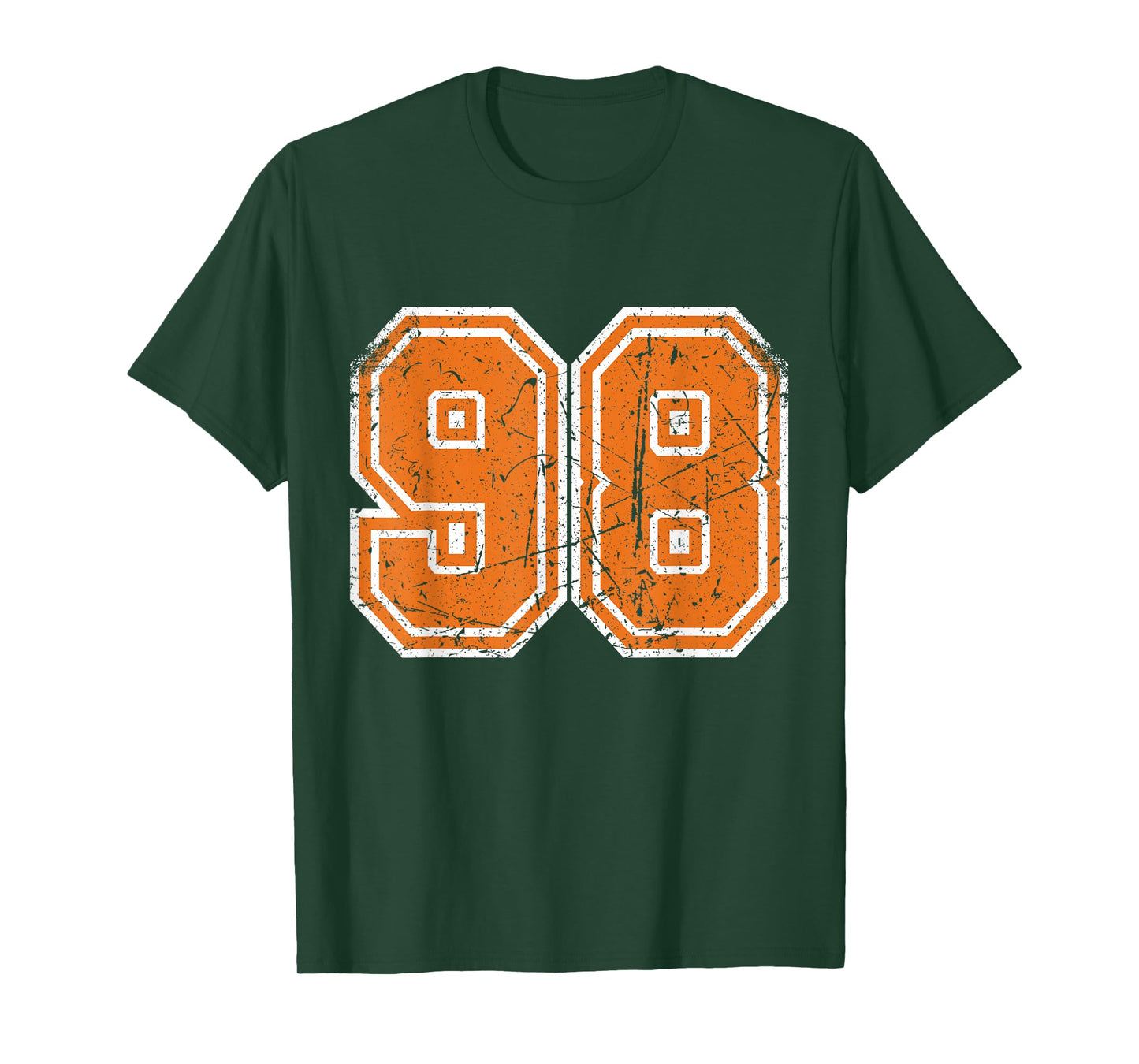 Sports Legendz Unisex-Adult Vintage Number #98 Orange Varsity Number T-Shirt