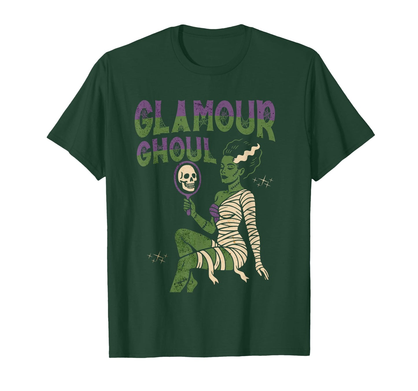 Glamour Ghoul Womens Halloween Bride Frankenstein Vintage T-Shirt