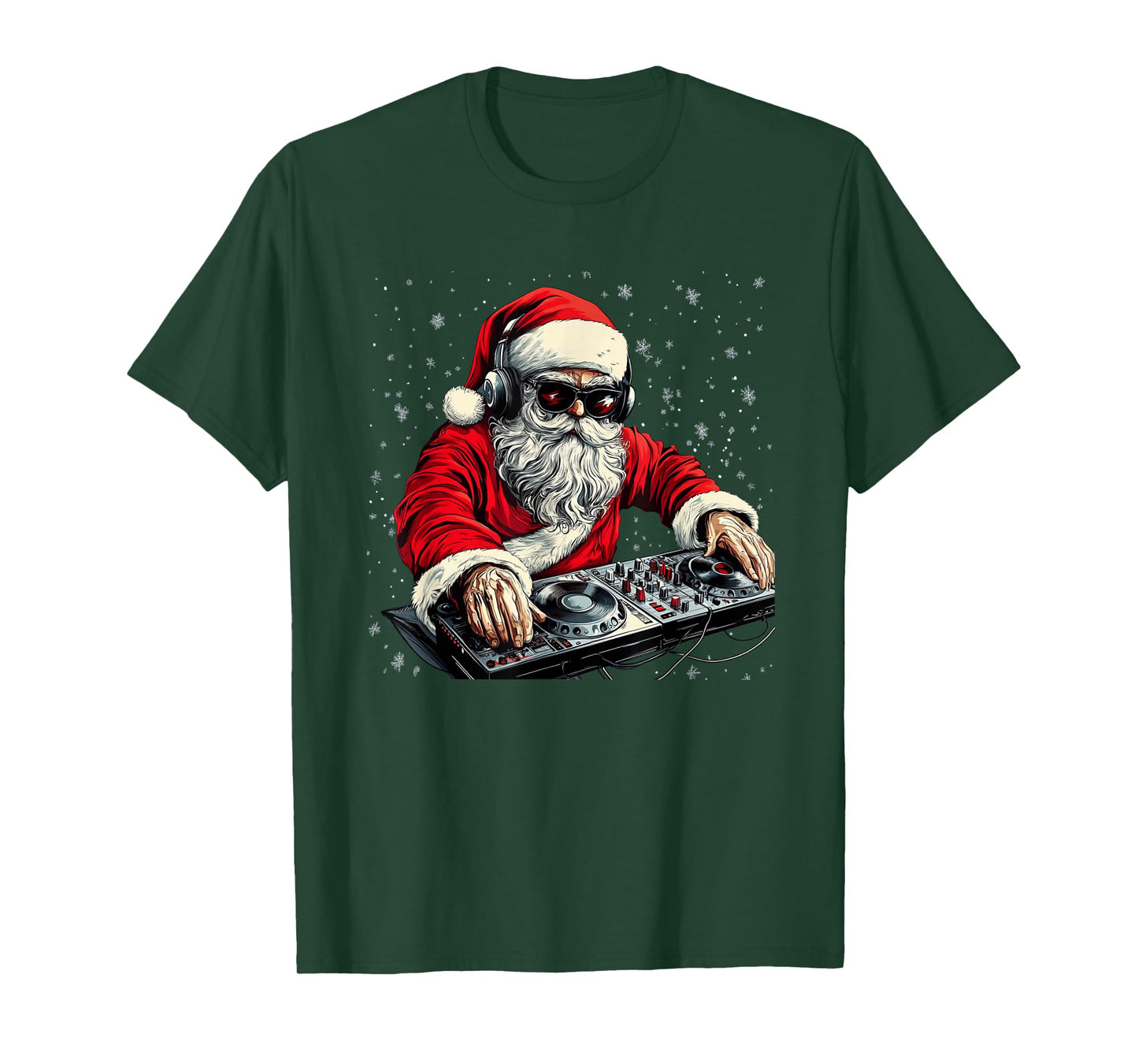 Funny Santa Claus Mixing Holiday Tunes for Christmas T-Shirt