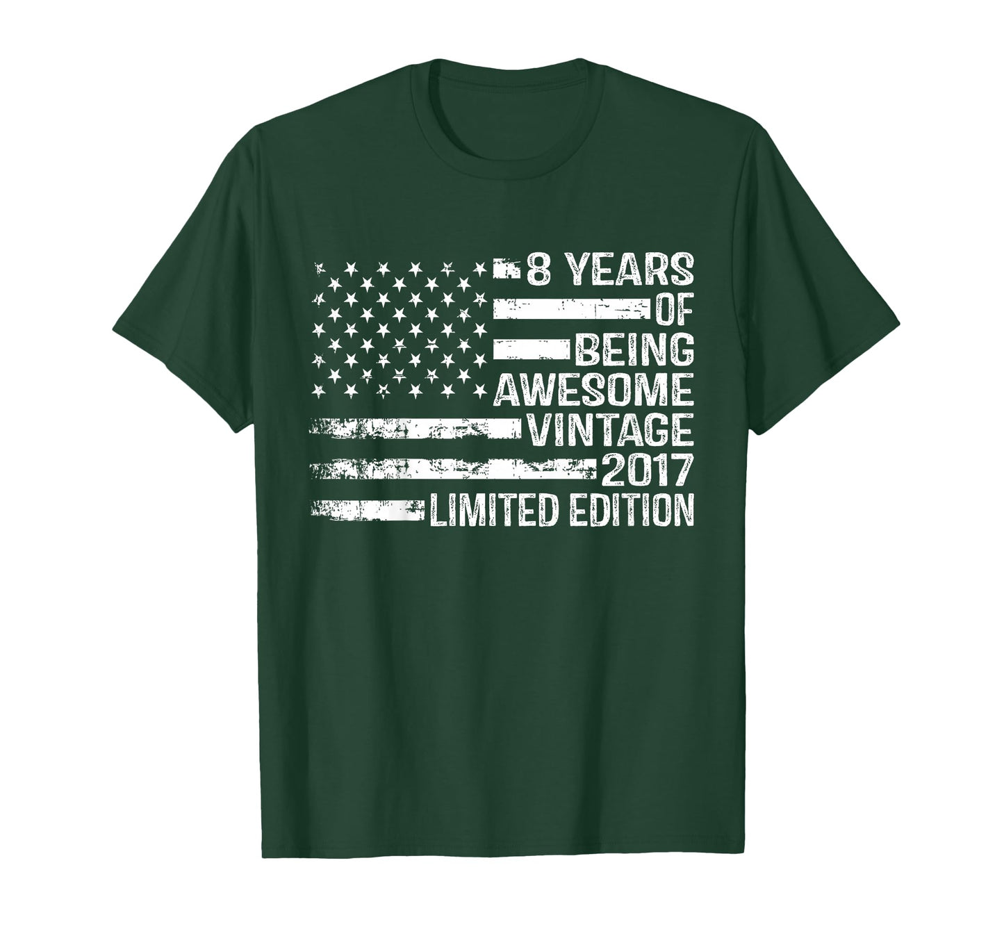 Kids 8 Years Old Birthday Vintage American Flag 8th Birthday T-Shirt