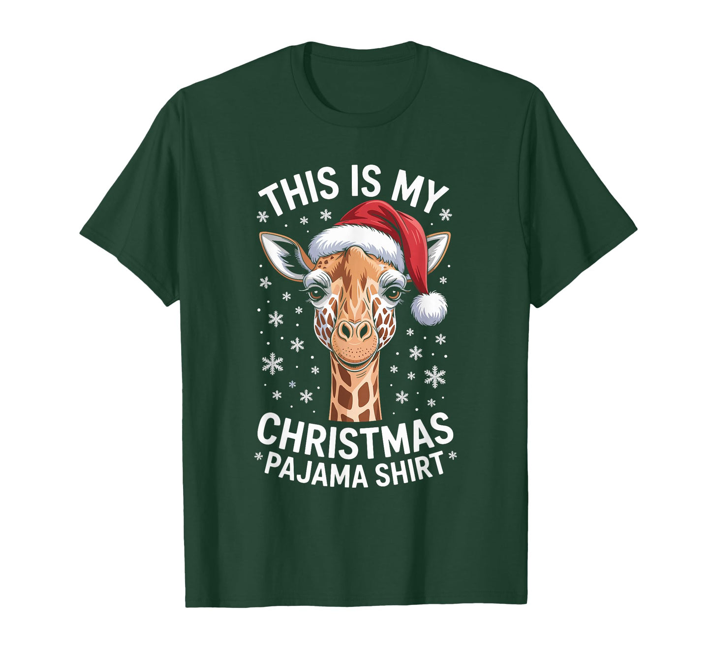 Giraffe Christmas Santa Hat Pajama Funny Giraffe Xmas T-Shirt