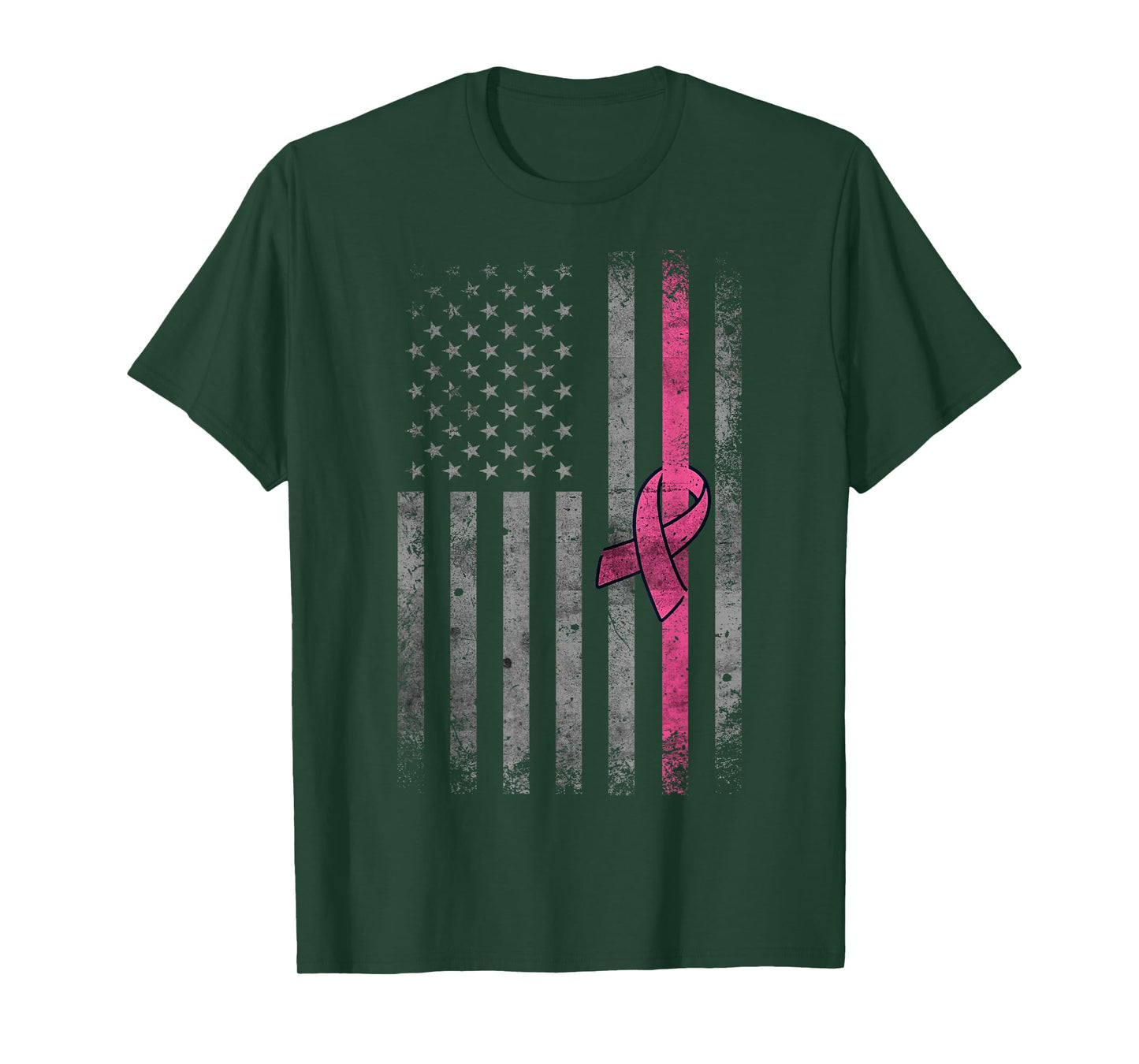 American Flag Vintage Breast Cancer Awareness T-Shirt