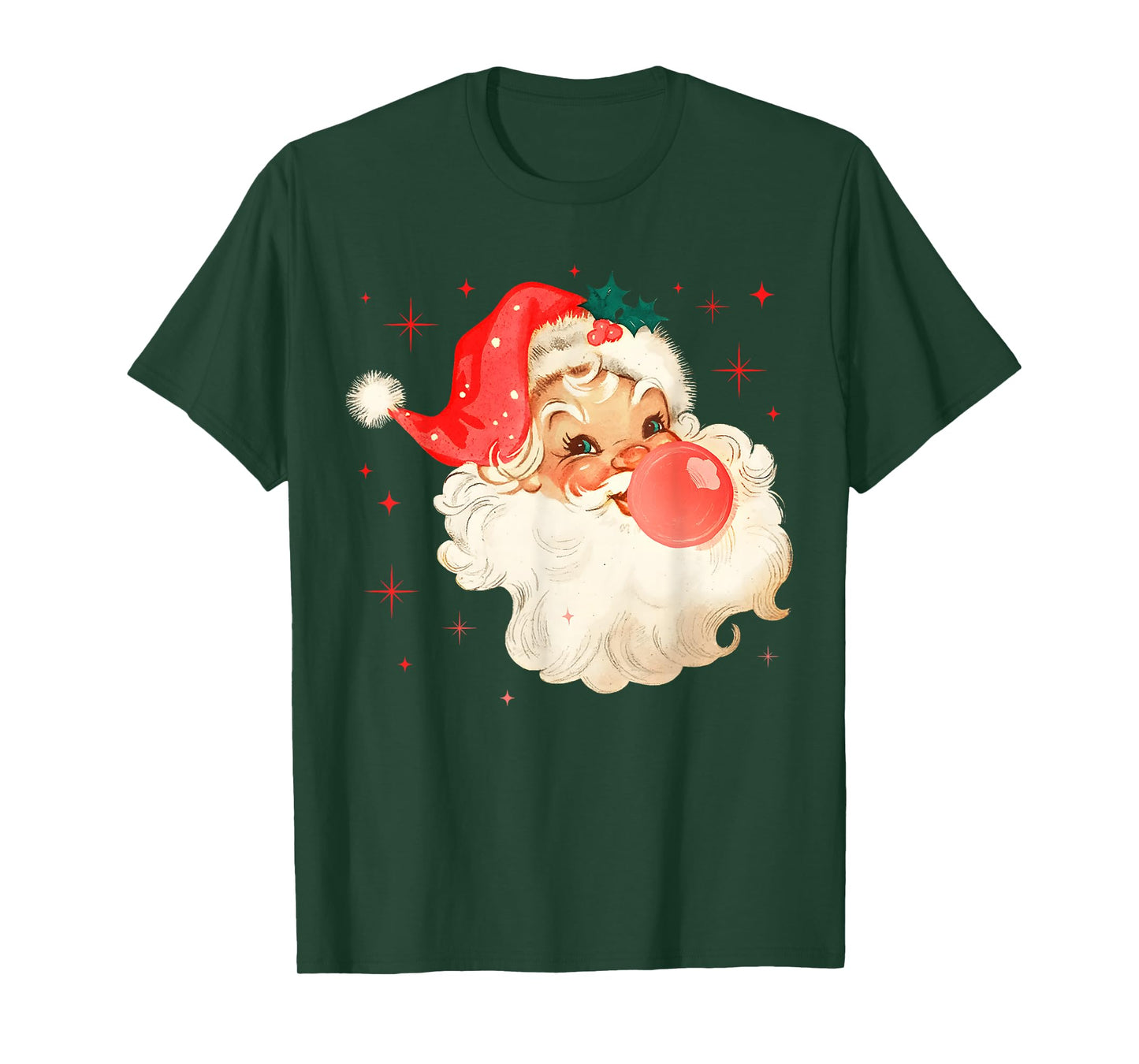 Red Christmas Santa Claus Face Xmas Vintage Girl Women Kids T-Shirt
