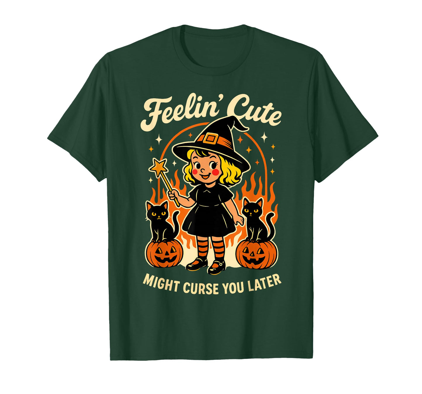 Feeling’s Cute Might Curse You Later Halloween Black Cat T-Shirt