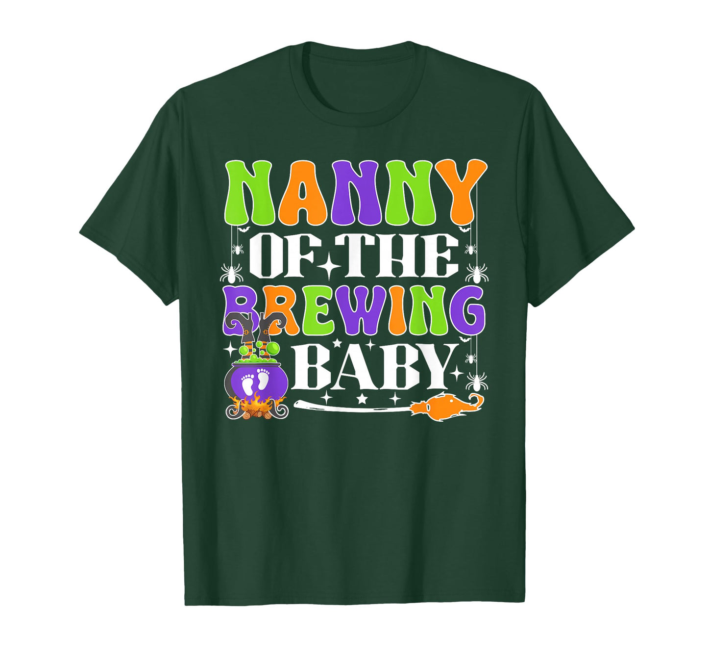 Nanny of The Brewing Baby Halloween Witch Baby Shower T-Shirt