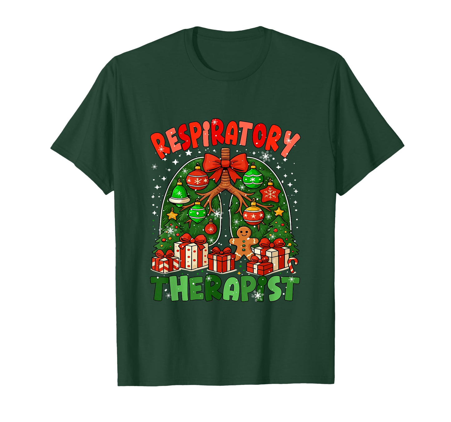 Respiratory Therapist Colorful Lung Christmas Tree Medical T-Shirt