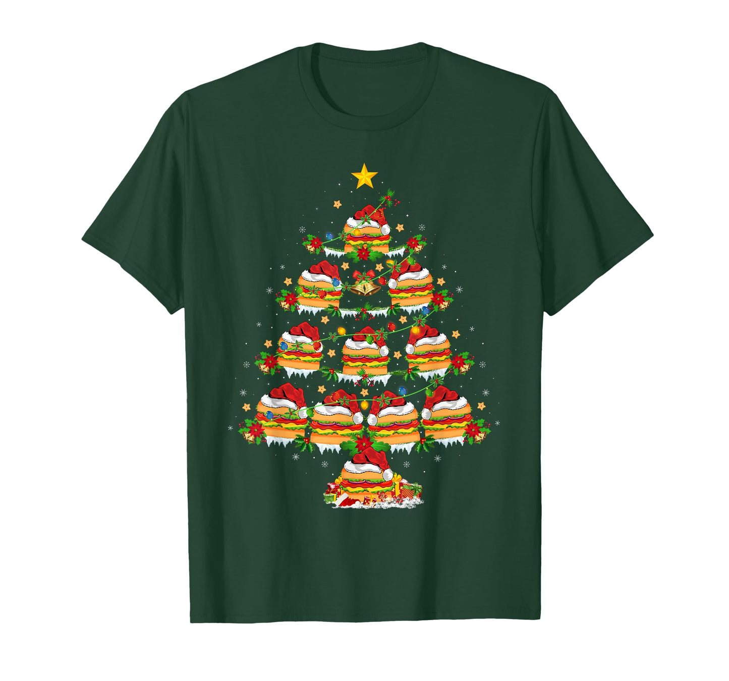 Sandwich Christmas Tree Lights Fast Food Sandwich Lover Xmas T-Shirt