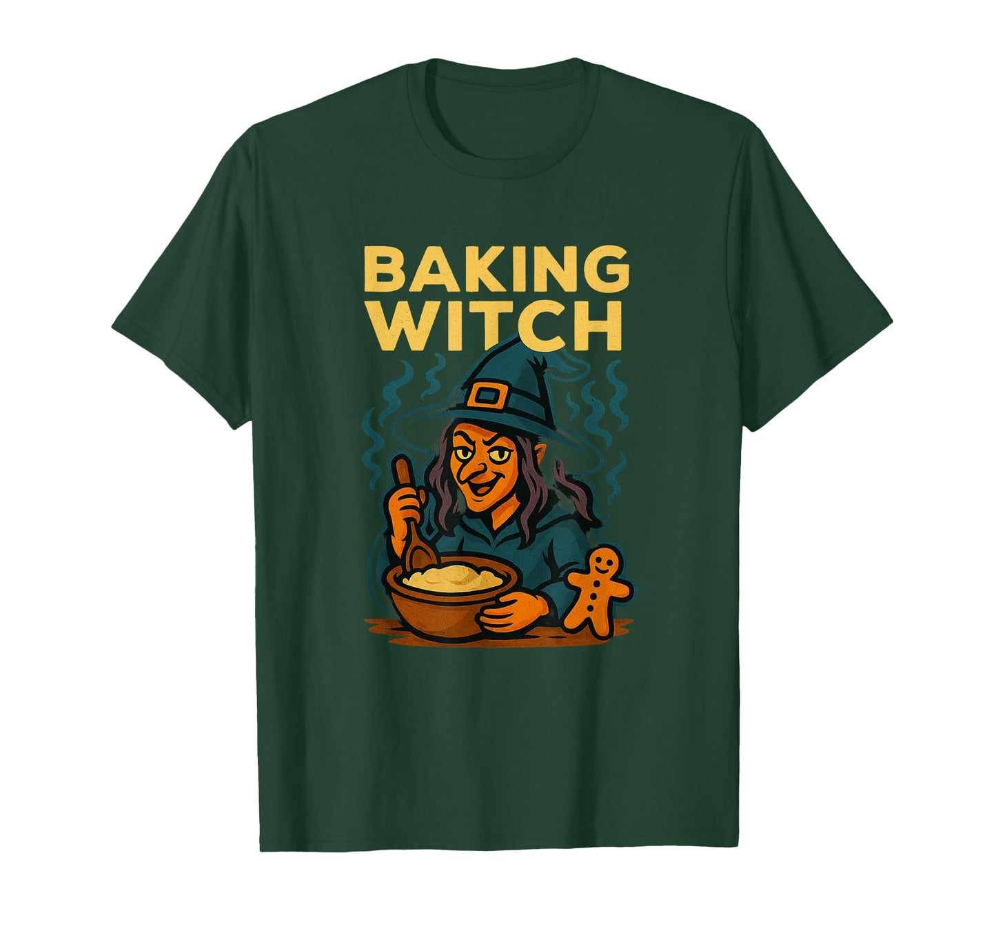 Baking Witch Cartoon Cauldron Cupcakes Pastries Halloween T-Shirt