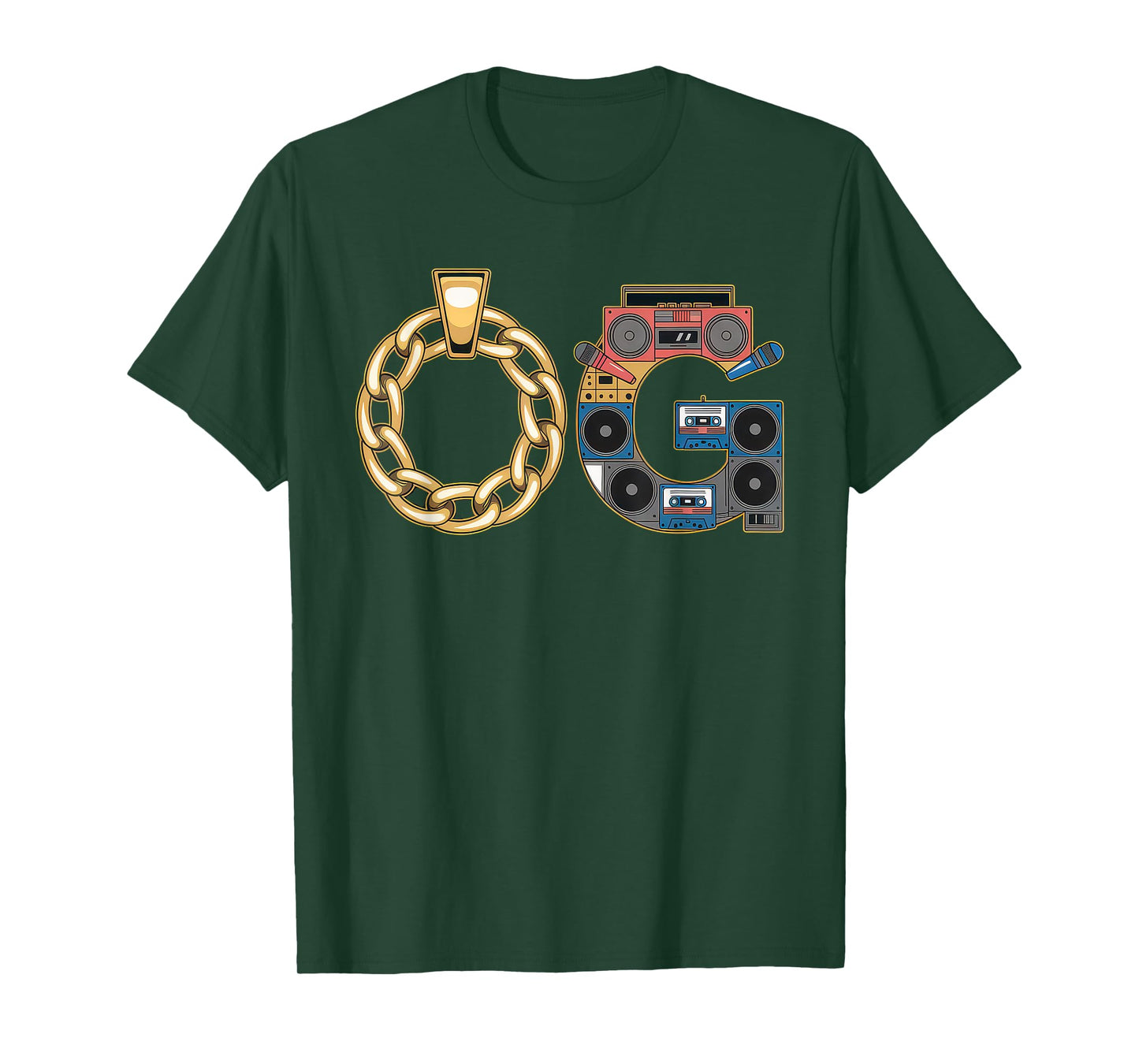 Old School OG Tshirt Hip Hop Vinyl CDs Tapes 80s 90s Retro T-Shirt