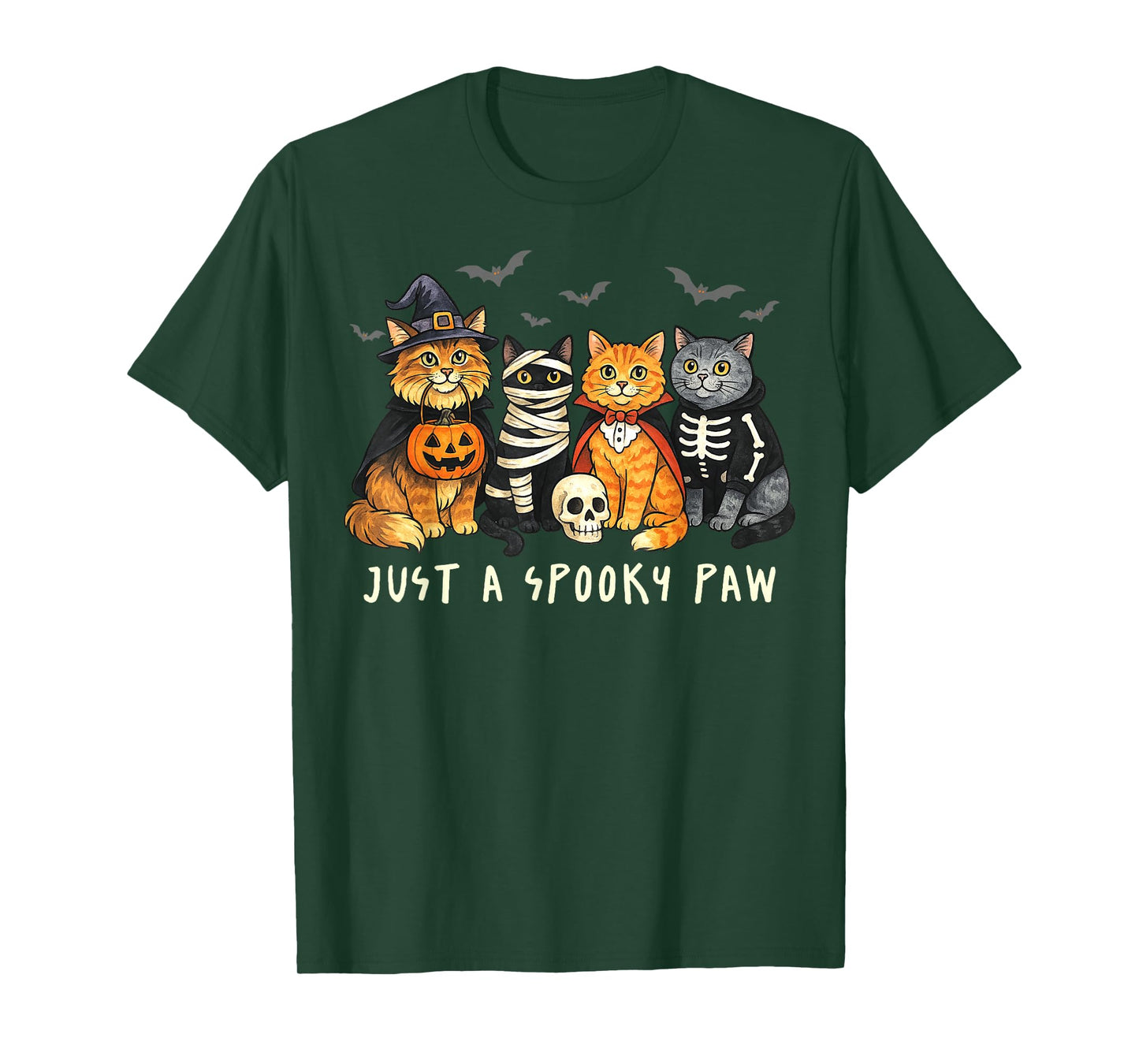 Just A Spooky Paw Funny Cat Witch Halloween Cat Lovers T-Shirt