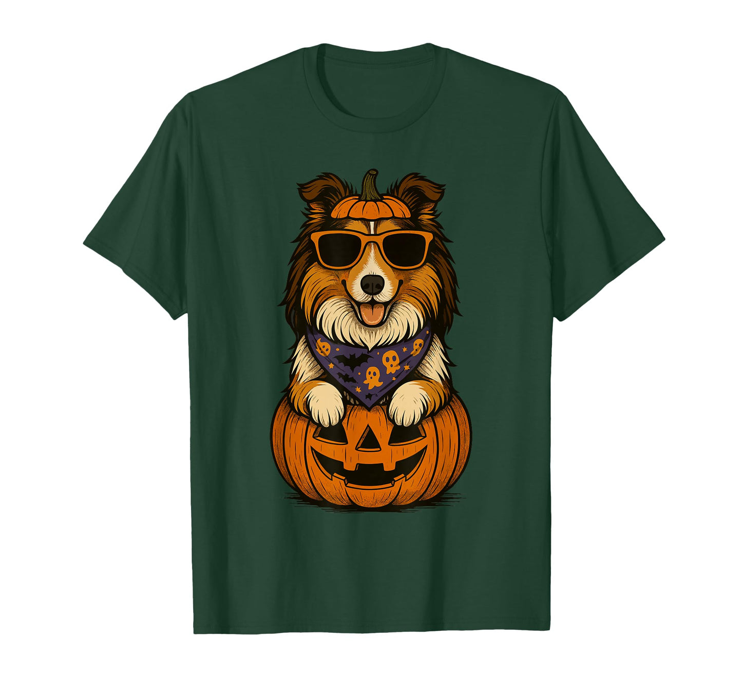 Spooky Rough Collie Pumpkin Halloween Dog Lover T-Shirt