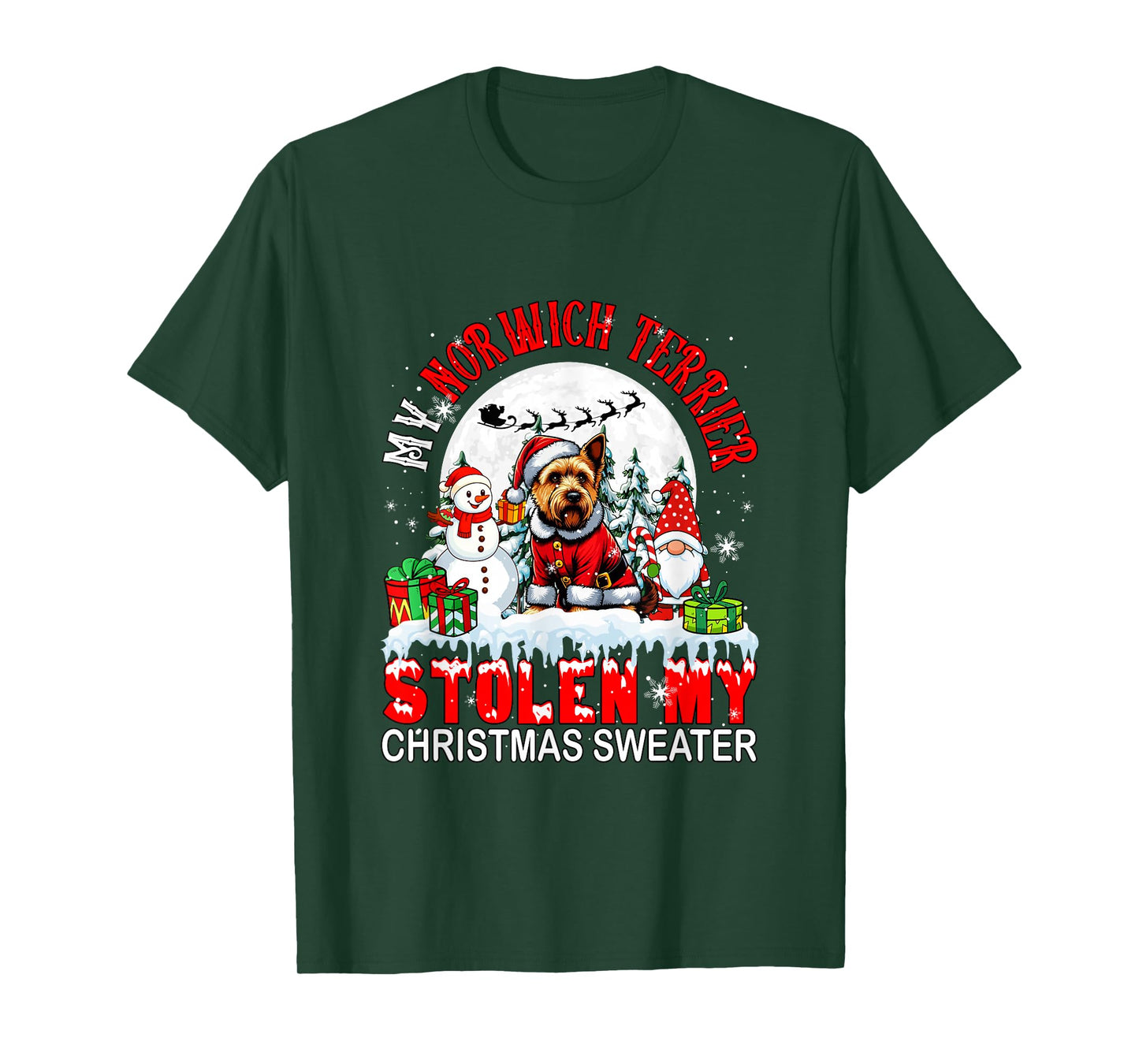 My Norwich Terrier Stolen My Christmas Sweater Santa Dog T-Shirt