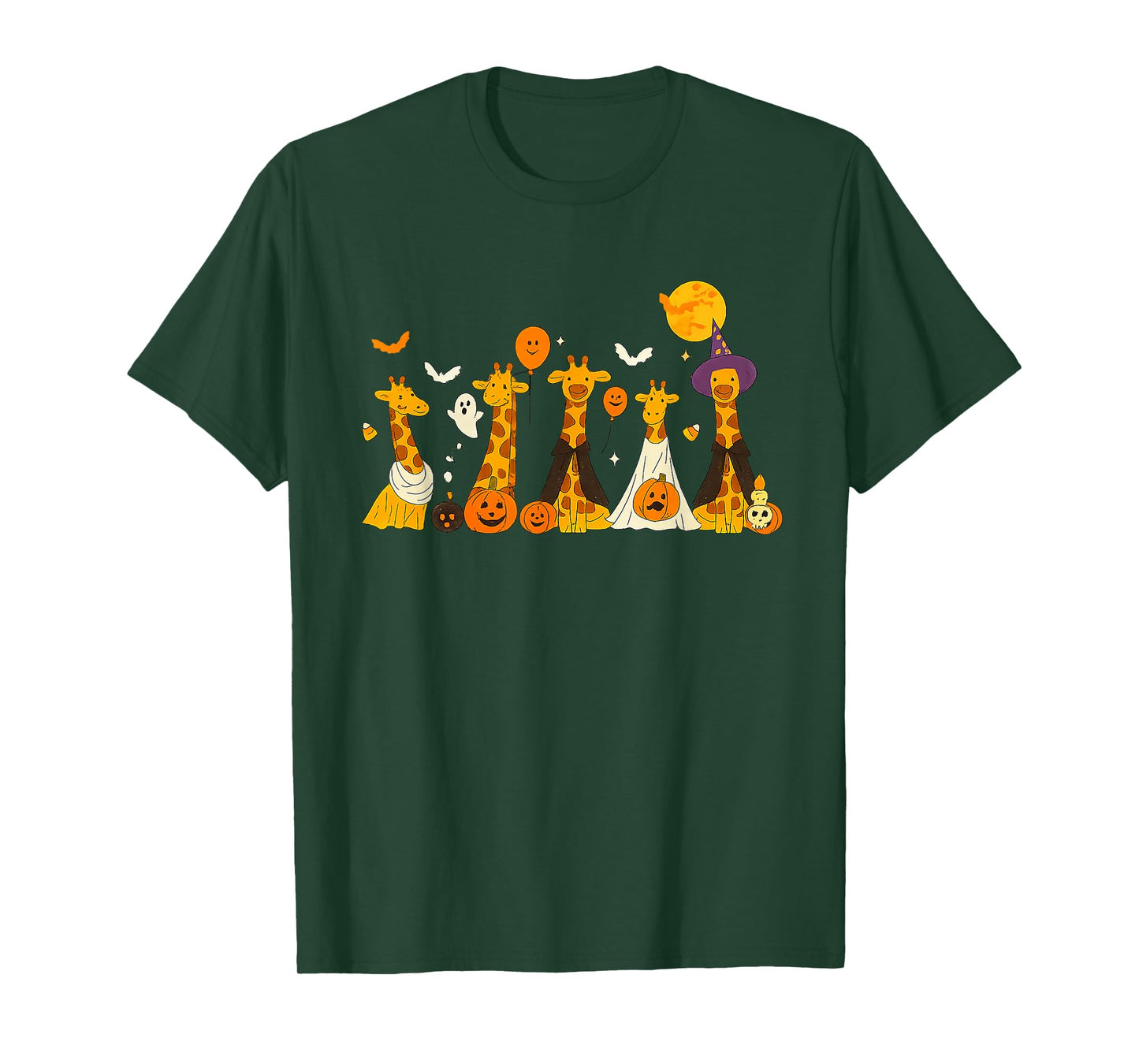 Giraffe Spooky Witch Boo Zombie Cute Halloween Boys Girls T-Shirt