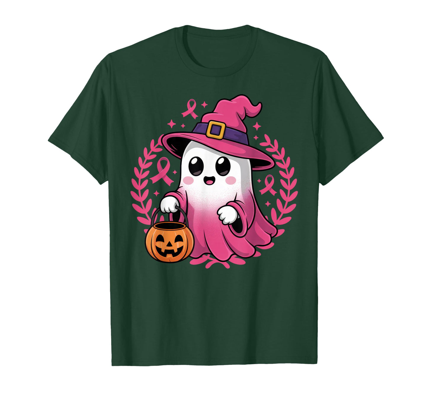 Cute Pink Ghost Witch for Breast Cancer Awareness and T-Shirt