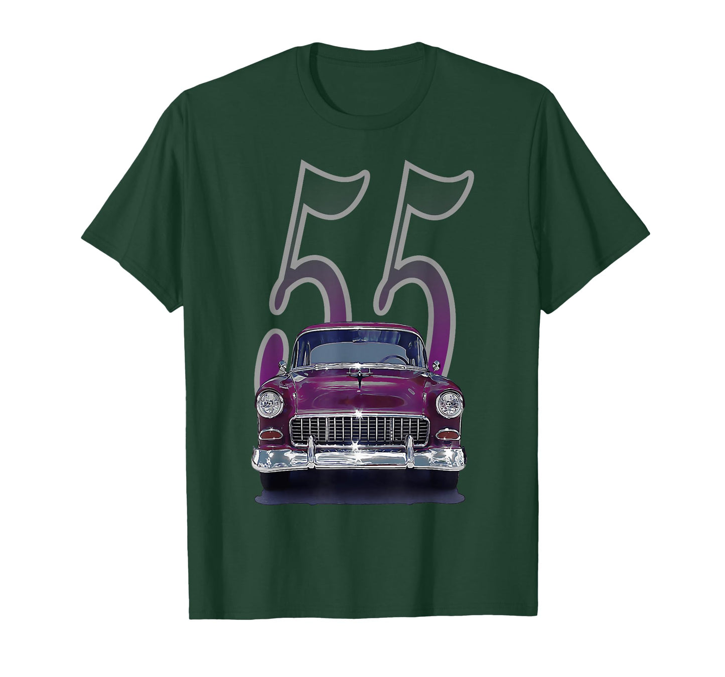 1955 55 chevys bel air classic vintage muscle car front view T-Shirt
