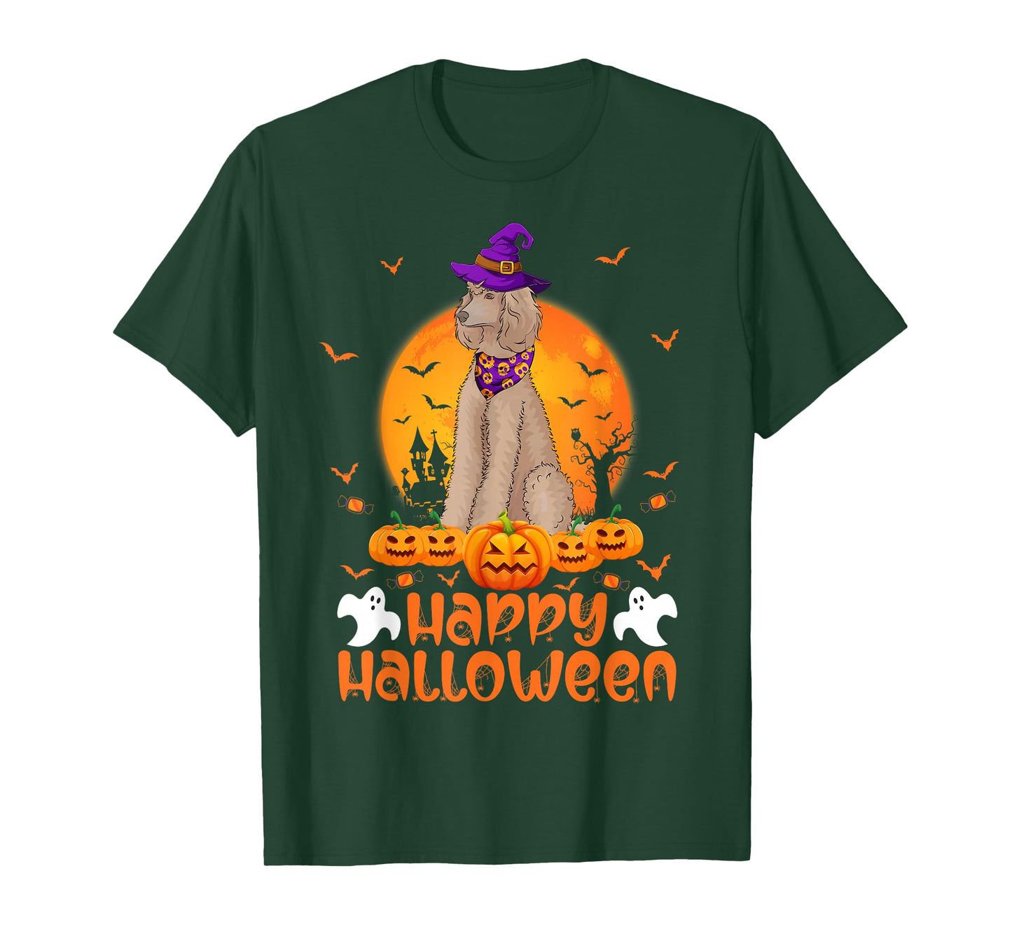 Funny Halloween Toy Poodle Dog Witch Pumpkin Vintage Costume T-Shirt