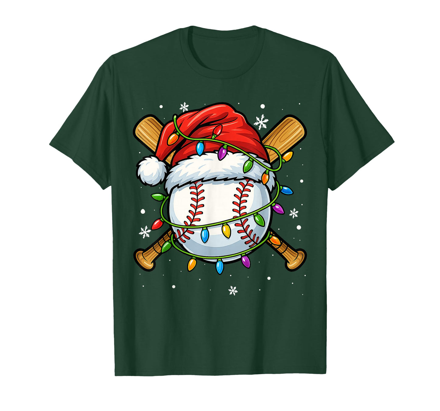 Christmas Baseball Design Santa Hat Sports Xmas Boys Men T-Shirt