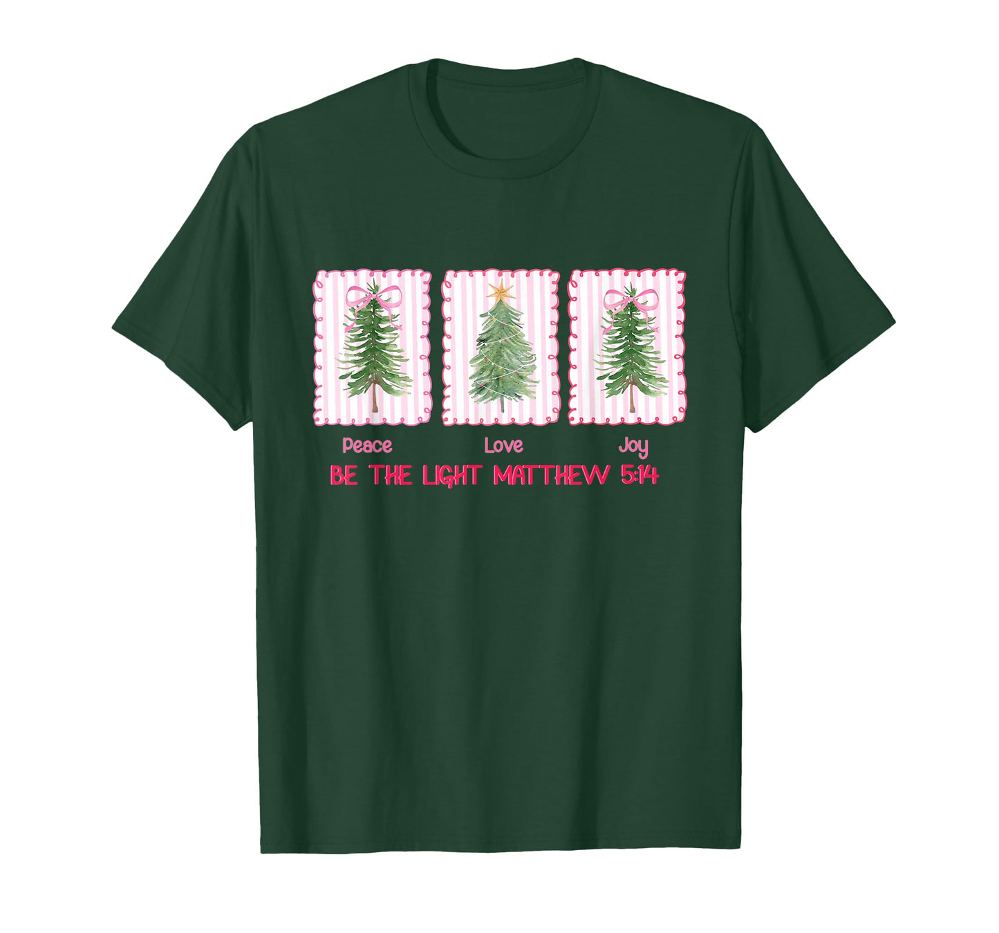 Christian Coquette Bow Christmas Peace Love Joy Be The Light T-Shirt