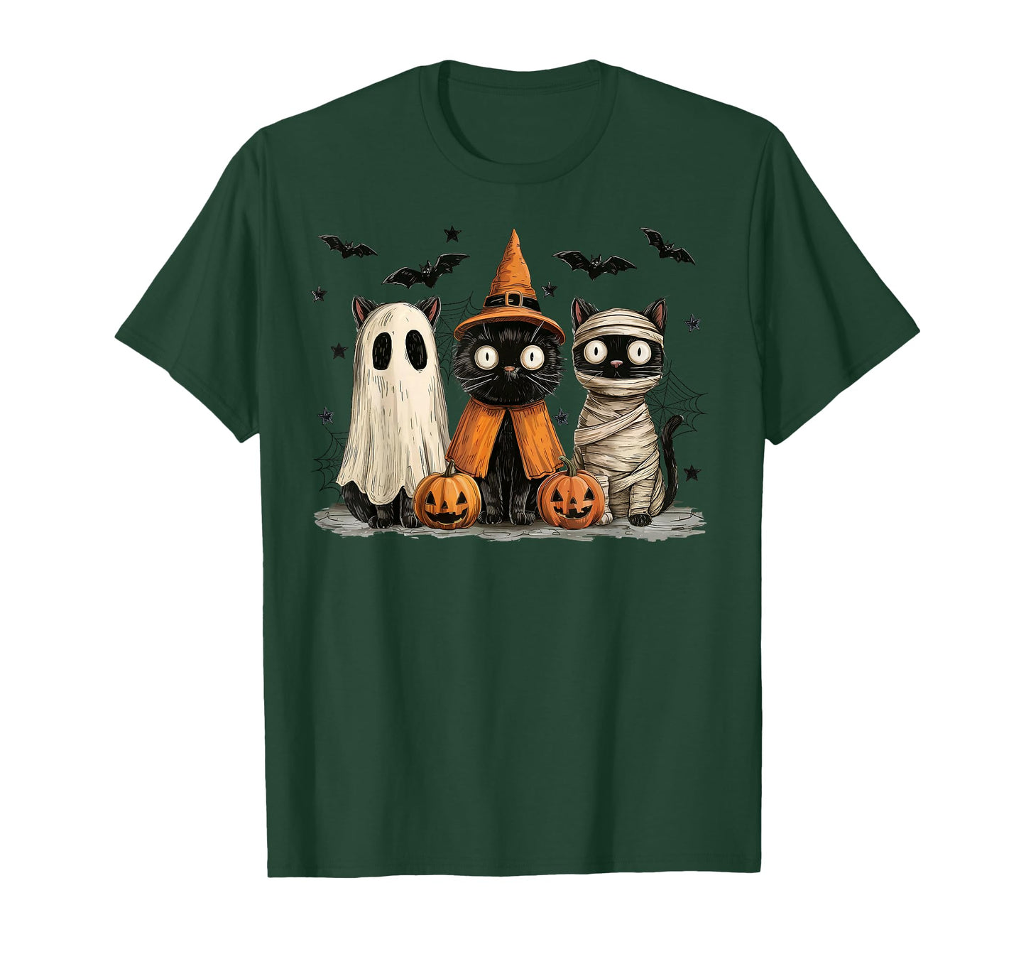 Halloween Black Cats Ghost Witch Mummy Pumpkin Scary Cat T-Shirt