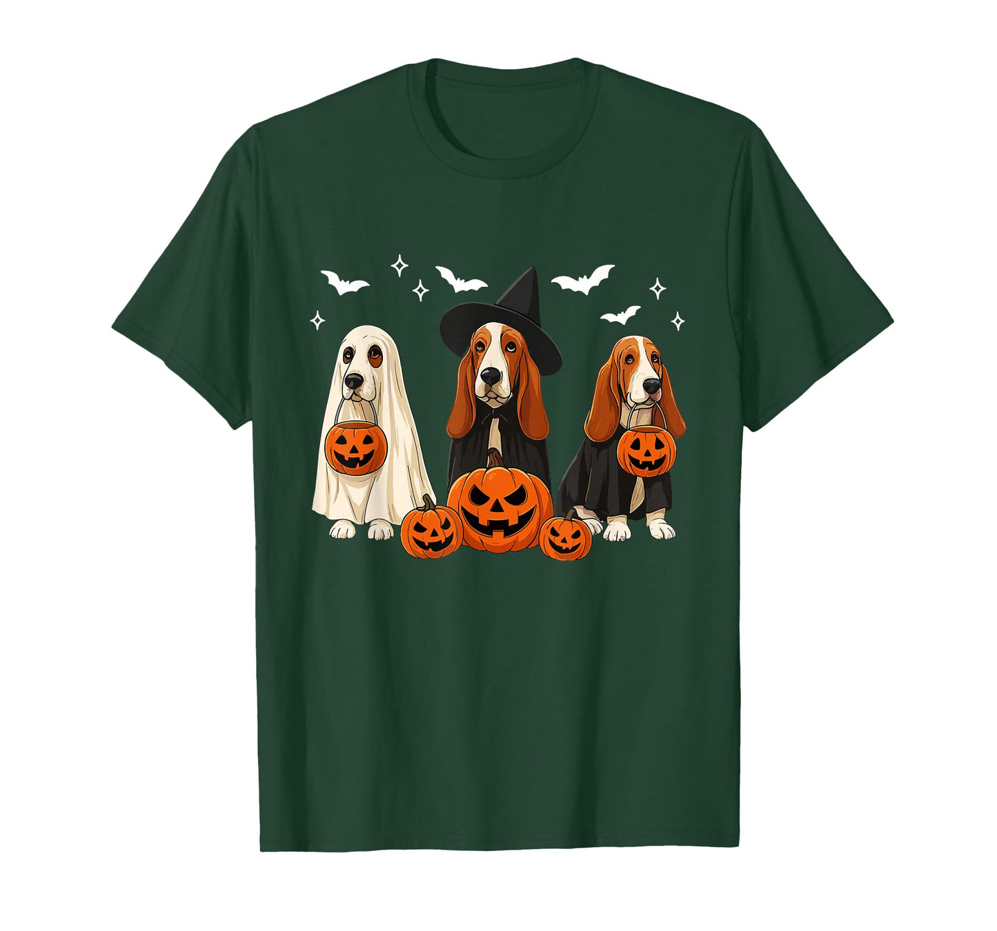 Witch Basset Hound Halloween Basset Hound Ghost Dog Mom T-Shirt