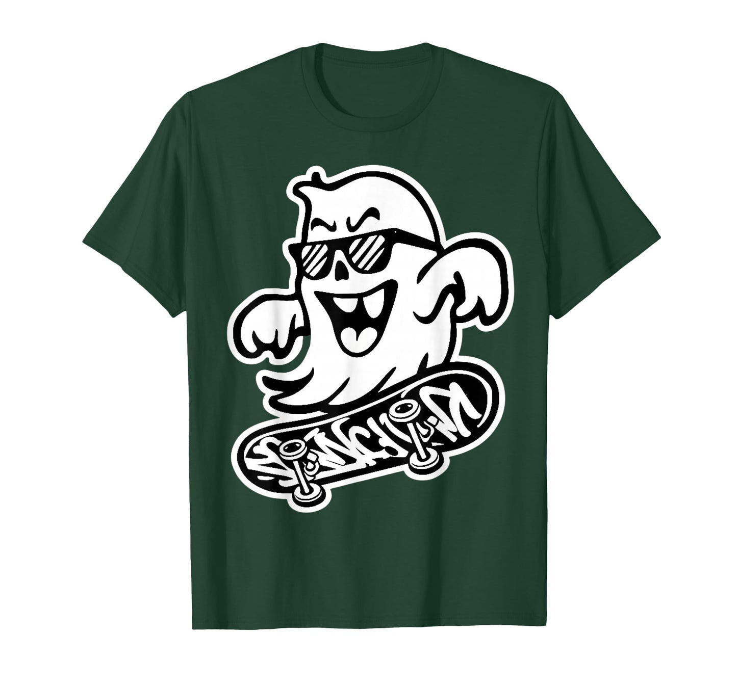 Funny Ghost On Skateboard Retro Halloween Costume Kids Boys T-Shirt