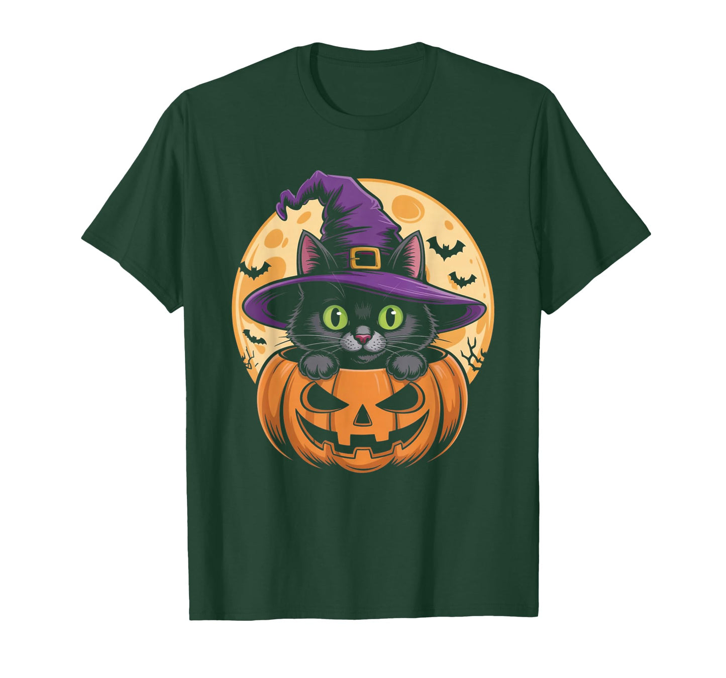 Cat Halloween Pumpkin Black Cat Scarry Spooky Gifts Kids T-Shirt