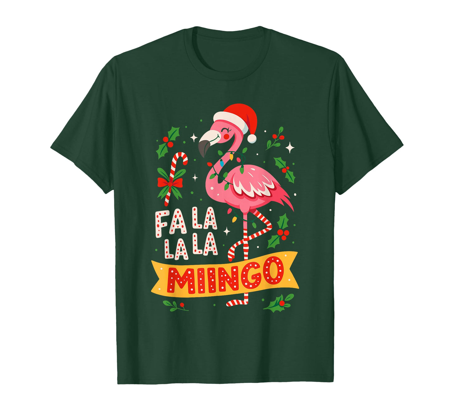 Flamingo Christmas Shirt for Women, Funny FA La La Mingo T-Shirt