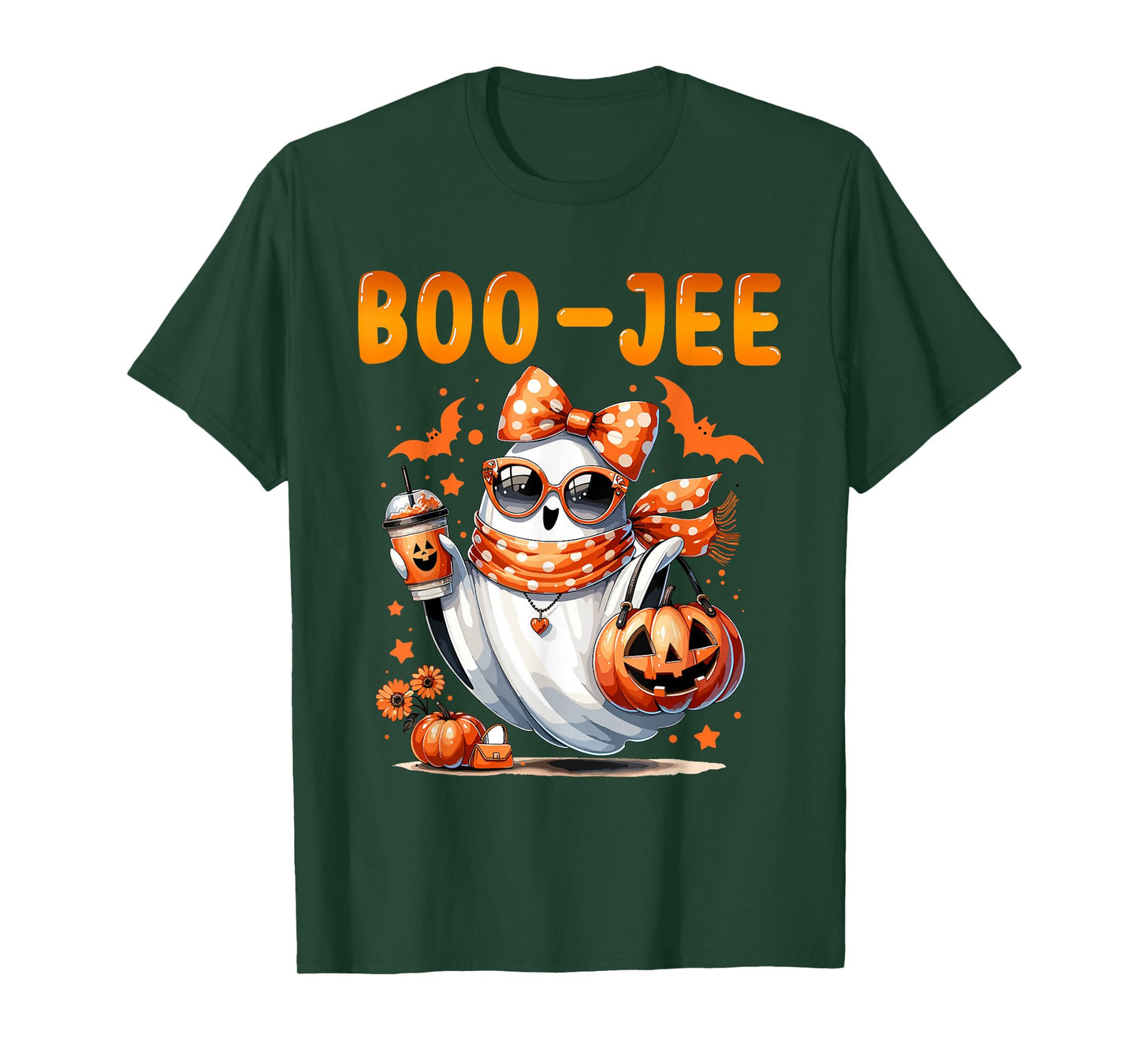 Coquette Leopard Ghost Coffee Boo-JEE Halloween Boujee Ghost T-Shirt