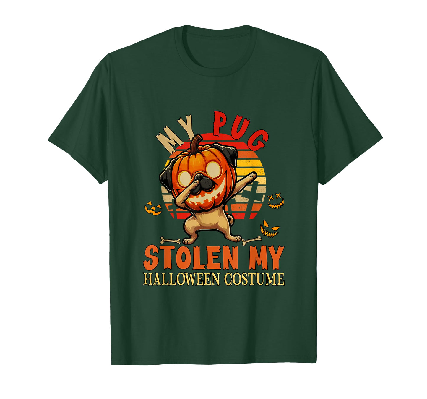 Pug Stolen My Halloween Costume Dog Carved Pumpkin T-Shirt