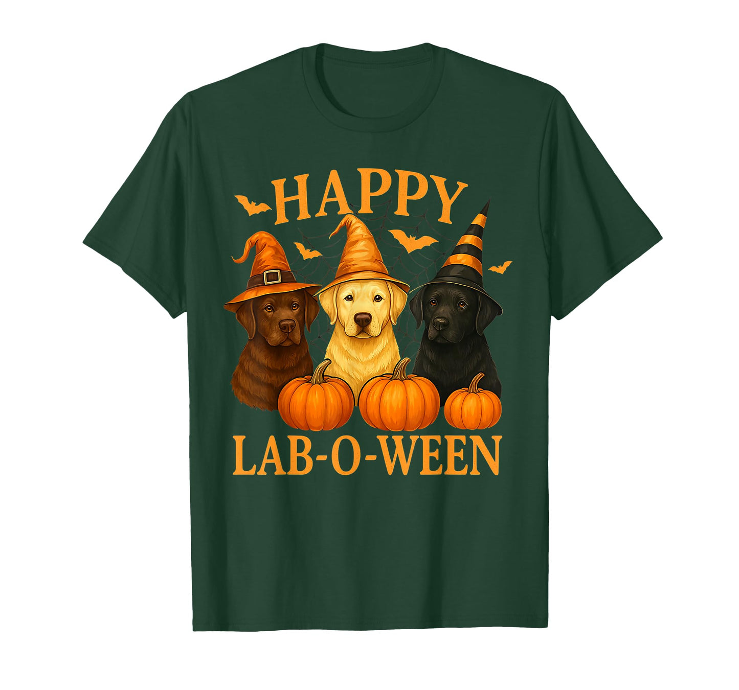 Happy Lab-O-Ween Labradors Pumpkin Witch Hat Halloween Dogs T-Shirt