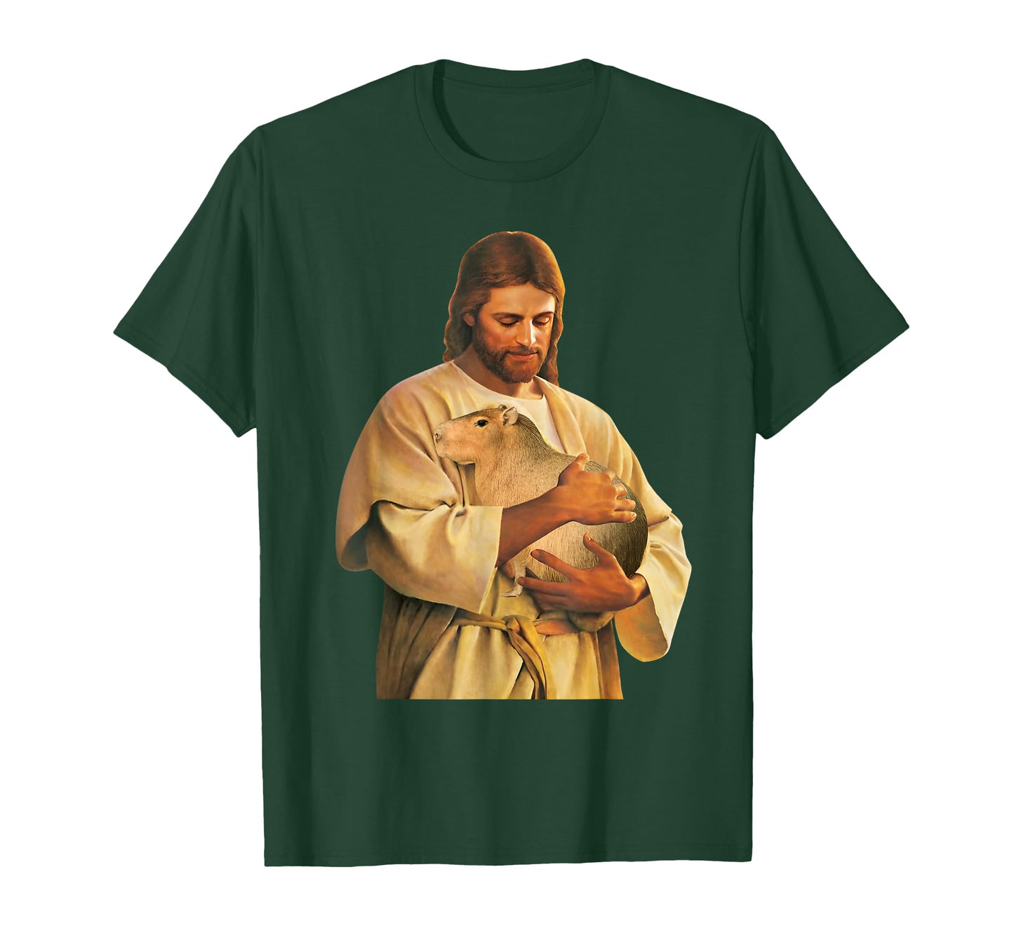 Funny Meme Capybara Lover Cute Jesus Holding Capybara Joke T-Shirt